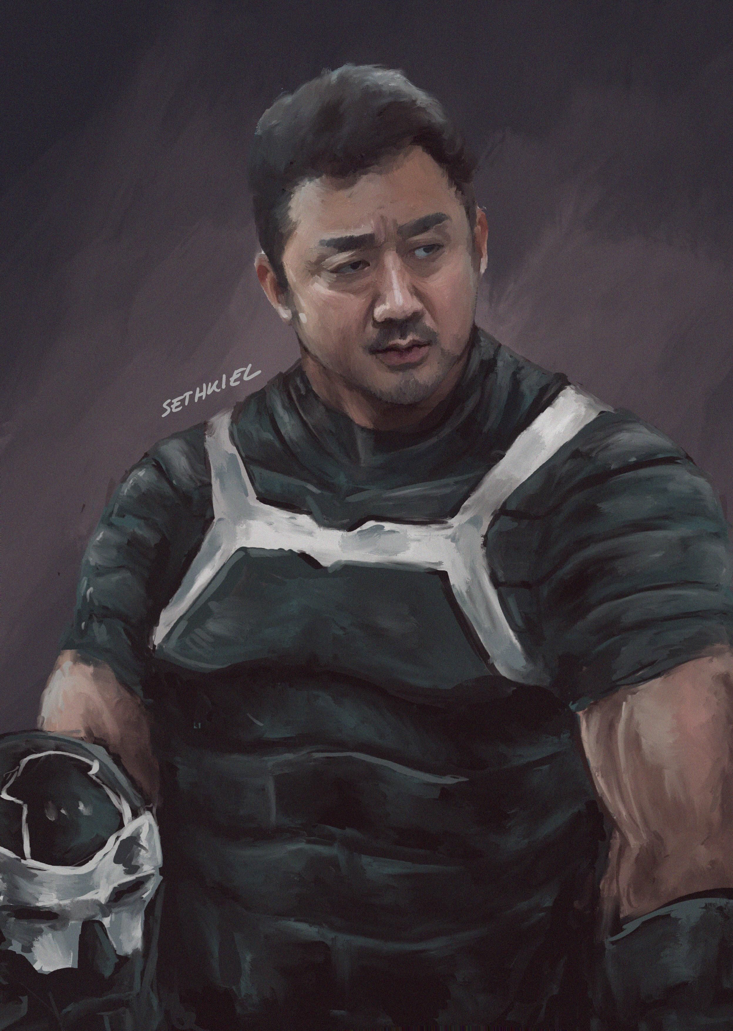 2496x3508  Я нарисовал Ма Донг-Сока в роли Гильгамеша! |韓国, 日本 花 の タトゥー, アイドル