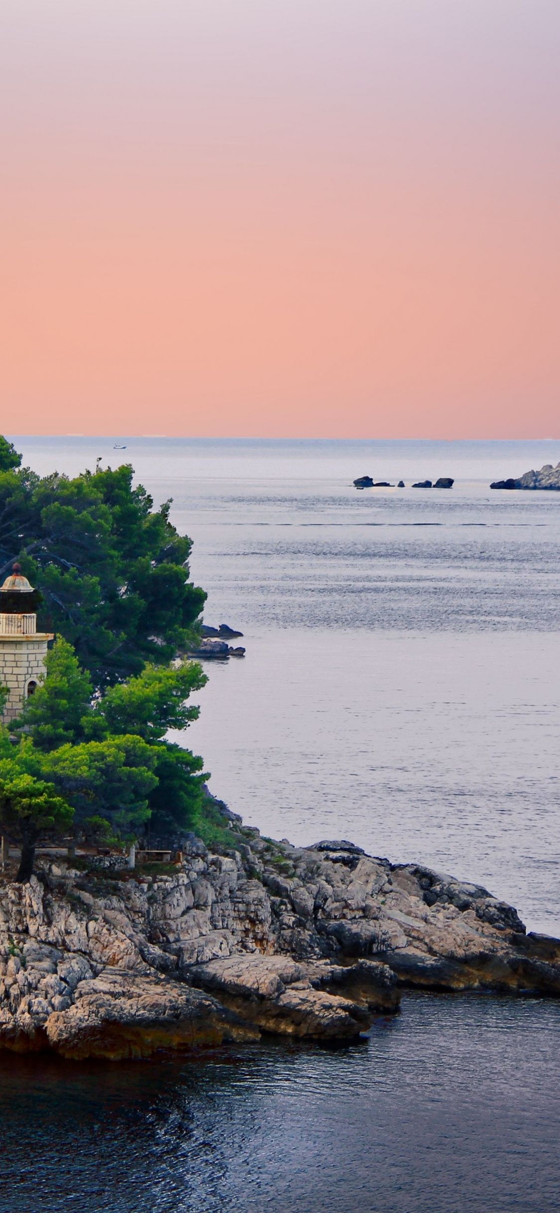 1125x2436   Побережье замок море закат Хорватия 1125x2436 wallpaper | Обои Горы обои Побережье