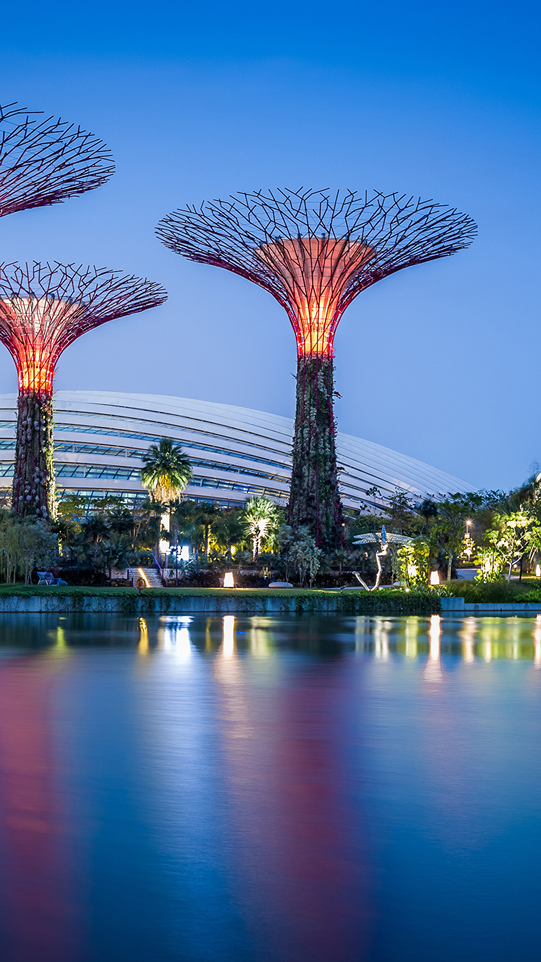 1080x1920  Photo Сингапурские сады у залива Природные парки Вечер 1080x1920