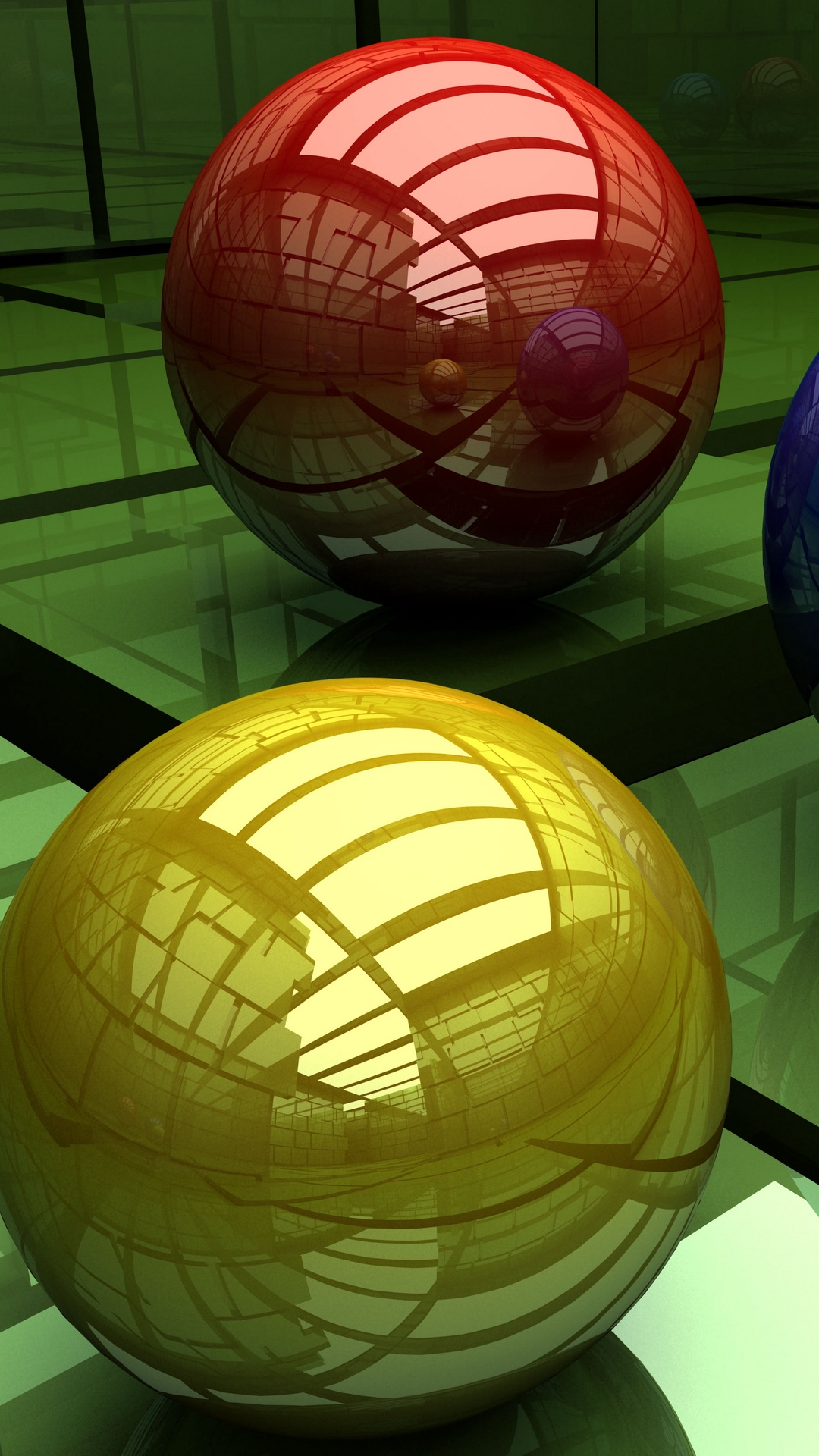 1080x1920  3D -шарики Три цветных поверхностных обоев HD 1080– x1920 - прохладный обои