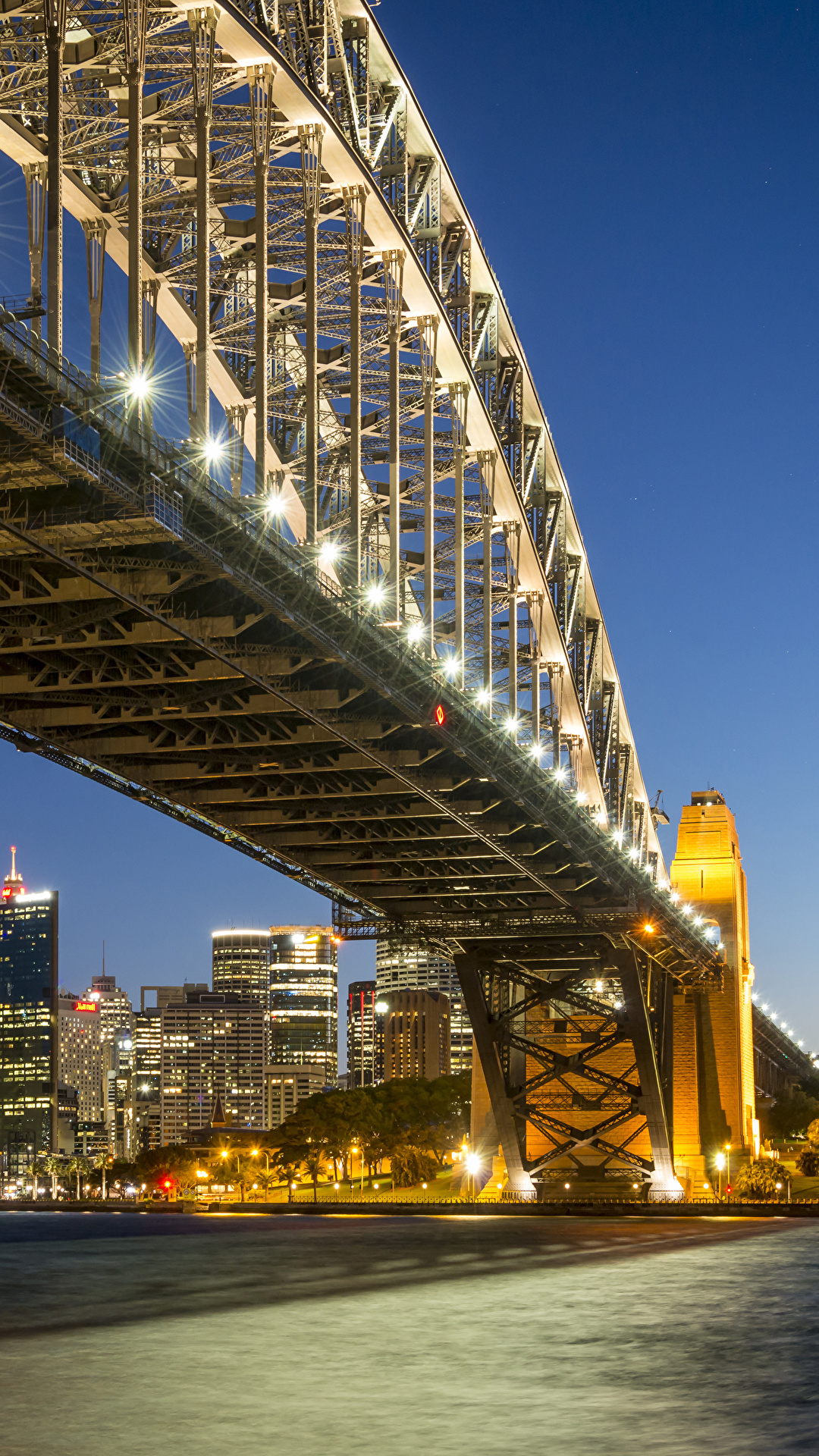 1080x1920  Pictures Сидней, Австралия, мост, Залив, Ночь, Уличные фонари, 1080x1920