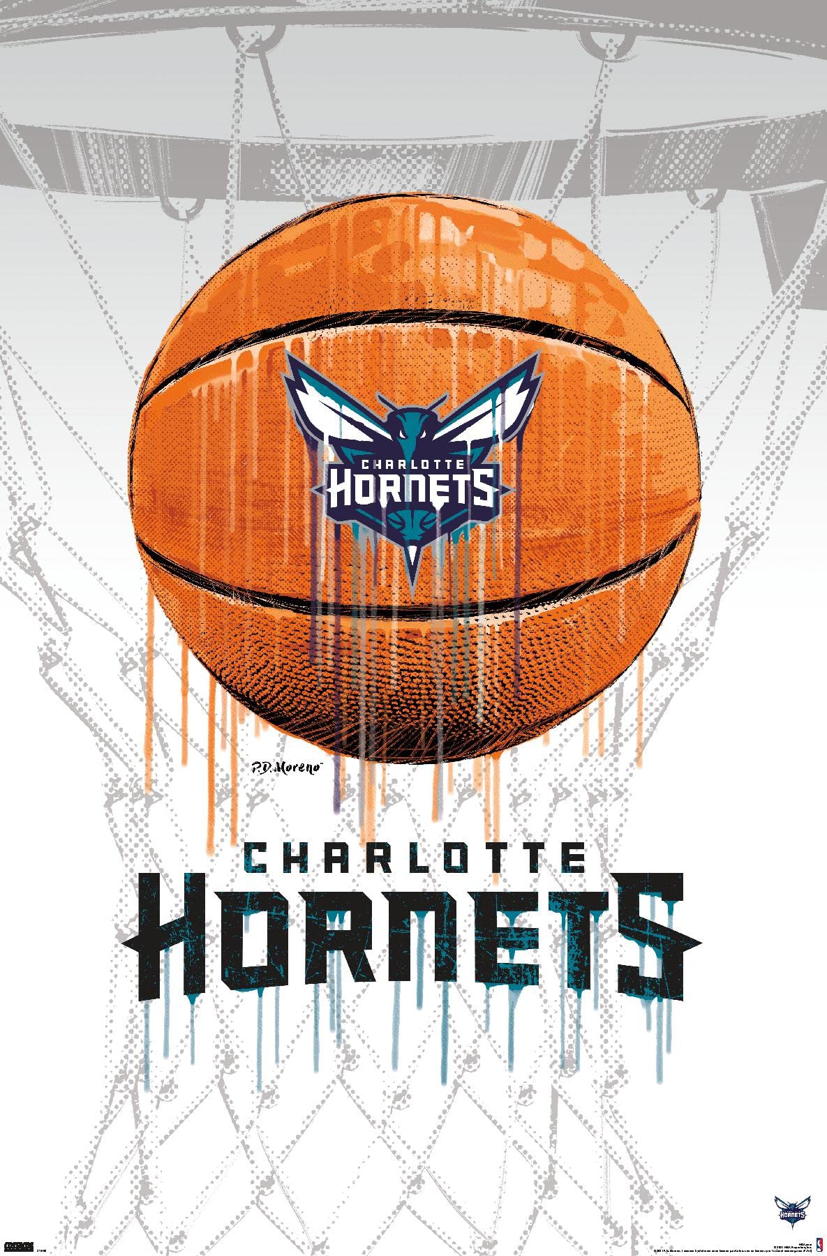 1185x1800  Trends International NBA Charlotte Hornets - Drip Basketball 21 плакат стены, 22,375 \ "x 34 \