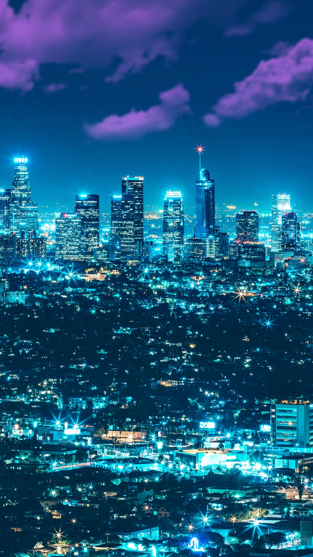 1080x1920  Обои Лос-Анджелес Городской пейзаж Огни города Полная луна HD 5K Мир # 12100 | Обои для iPhone Android Мобильные и настольные 