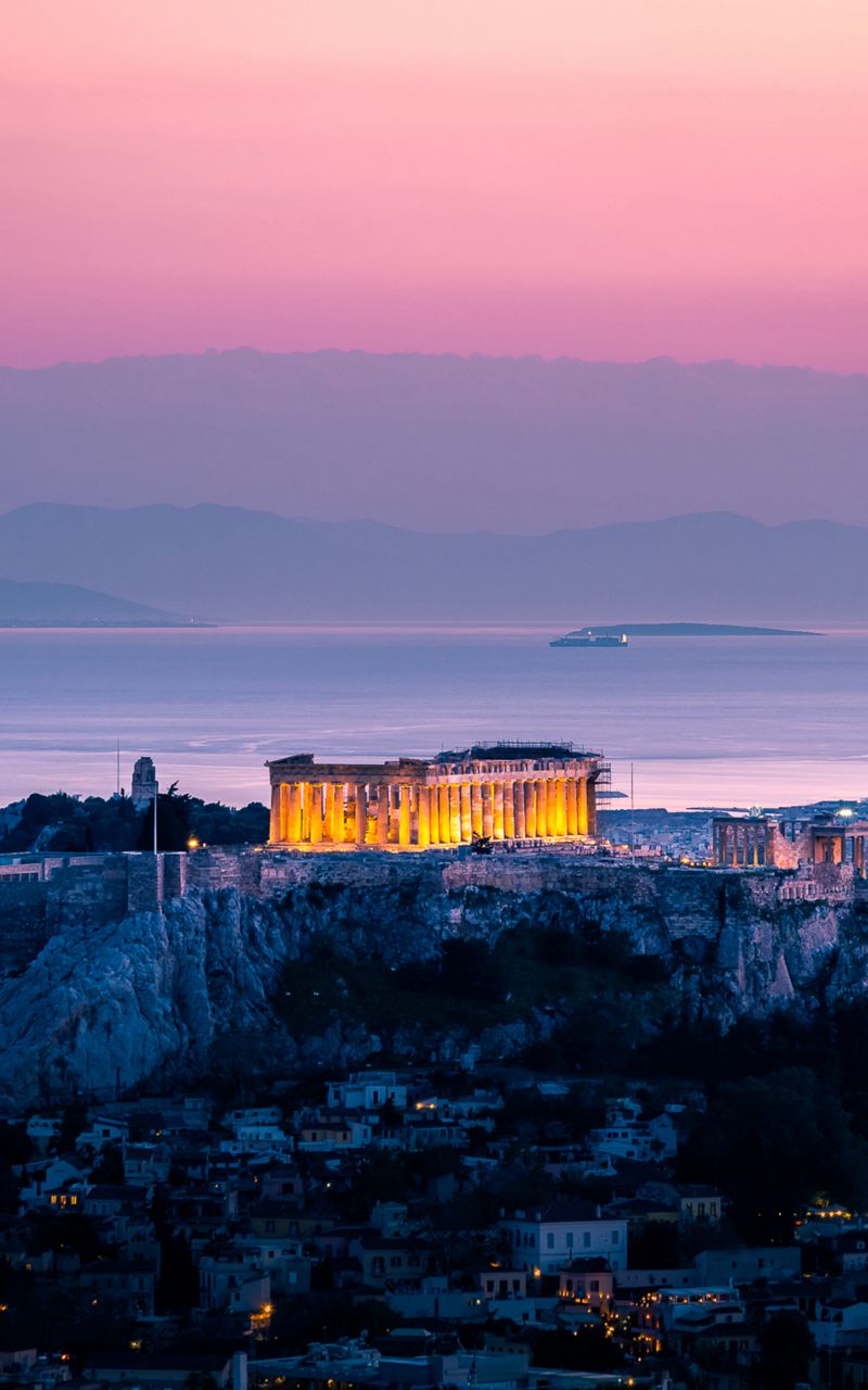 800x1280   Скачать обои 800x1280 архитектура закат море акрополь афины греция samsung galaxy note gt-n7000 meizu mx2 hd background