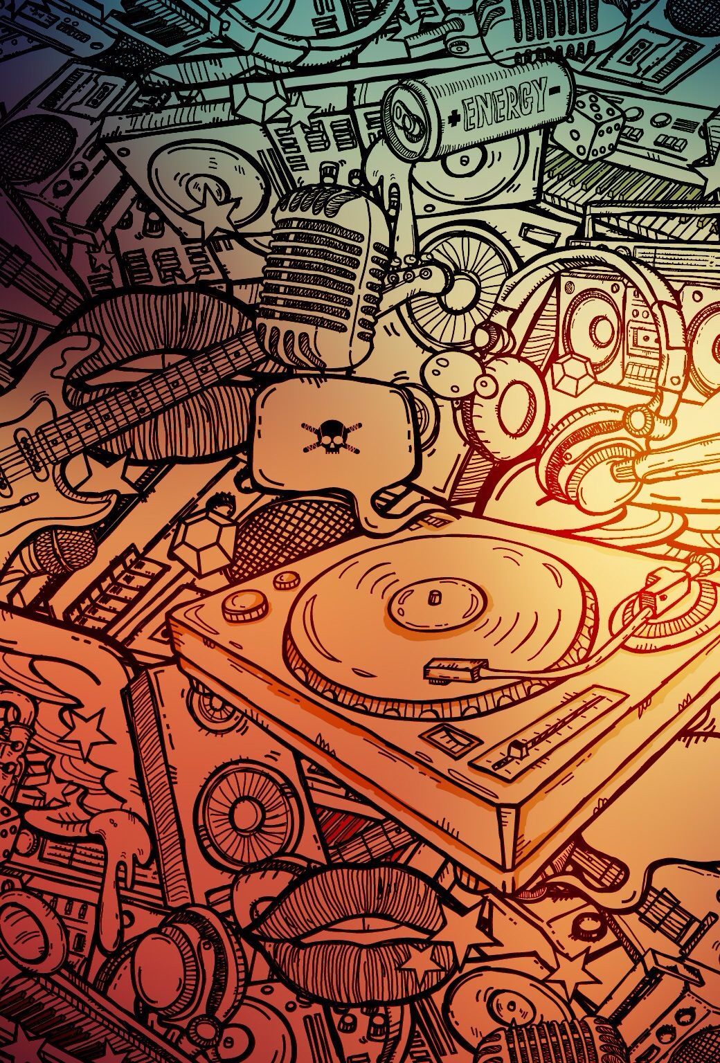 1040x1536  Воины музыкального искусства - пещера обоев