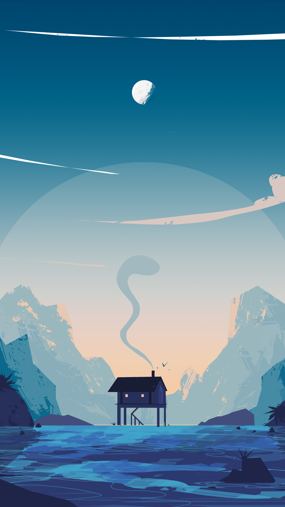 1152x2048  Обои минимализм, атмосфера, искусство, лед, иллюстрация, фон - скачать бесплатно изображение