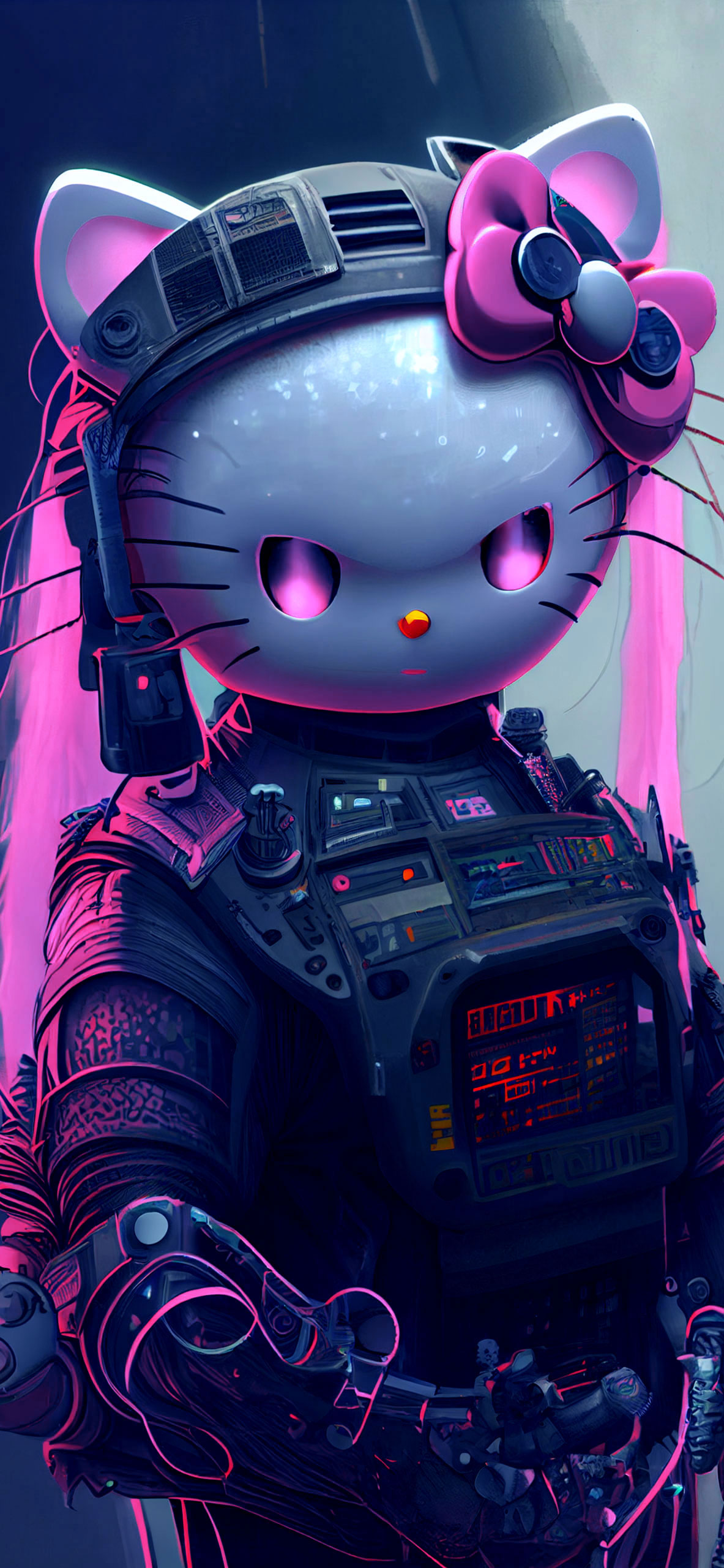 1183x2560  Hello Kitty x Cyberpunk Wallpapers - Hello Kitty обои iPhone