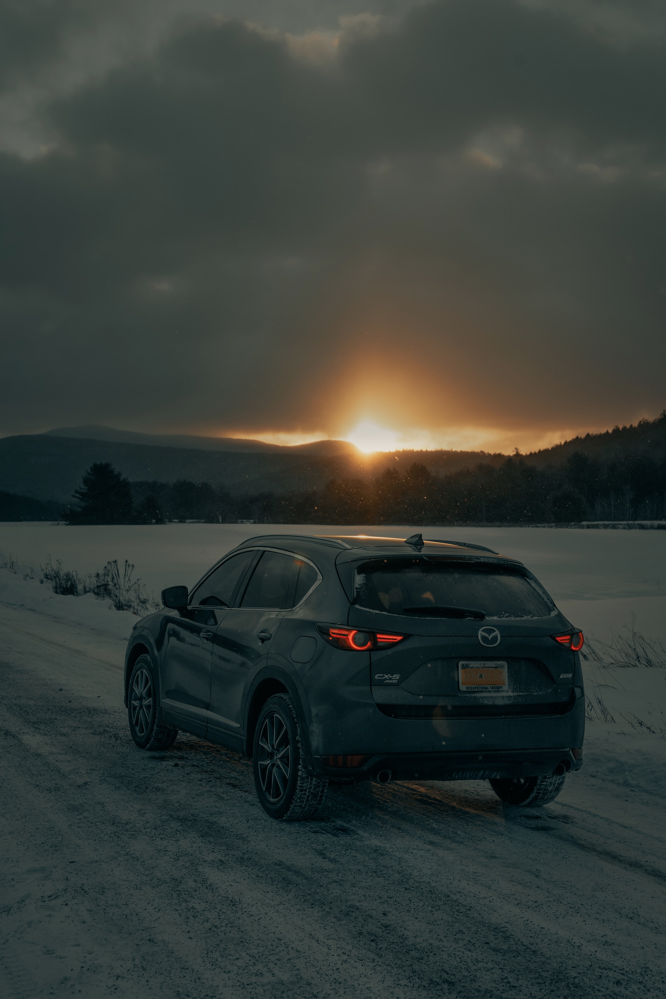 2667x4000  Hintergrundbild Für Handys: внедорожник, Mazda CX 5, Sunset, Schnee, Wagen, Rückansicht, Cars, Auto, Mazda, 113223 Bild Kostenlos Herunterladenen