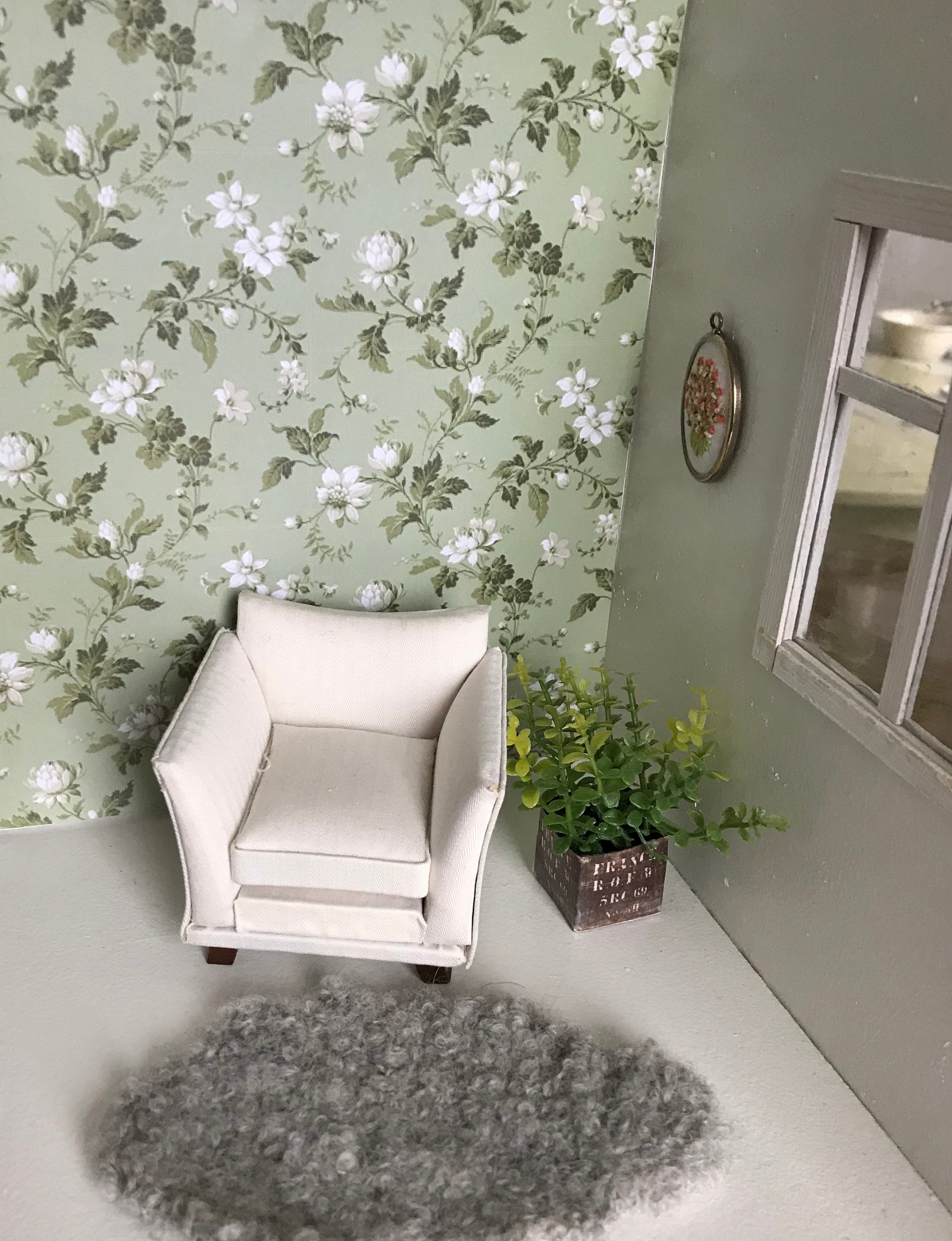 2301x3000  Обои в кукол белый магнолия зеленый фон PDF 1:12 - Etsy Canada