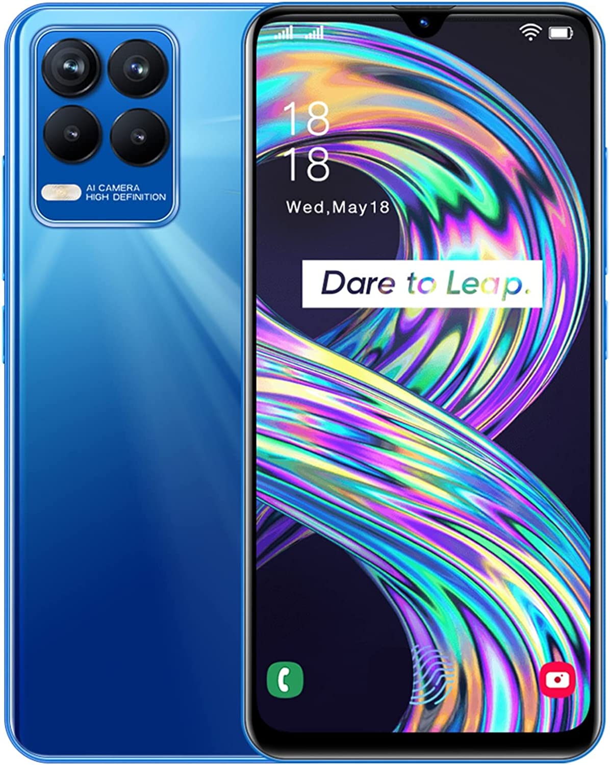 1196x1500  Купить разблокированные смартфоны, смартфоны Android 6.0 6.3 -дюймовый экран на сенсорный экран для воды, 18 ГБ, двойная SIM -карта, распознавание лица, разблокированный сотовый телефон, 2800 мАч, батарея Blue онлайн по самой низкой цене в Ubuy Nigeria.