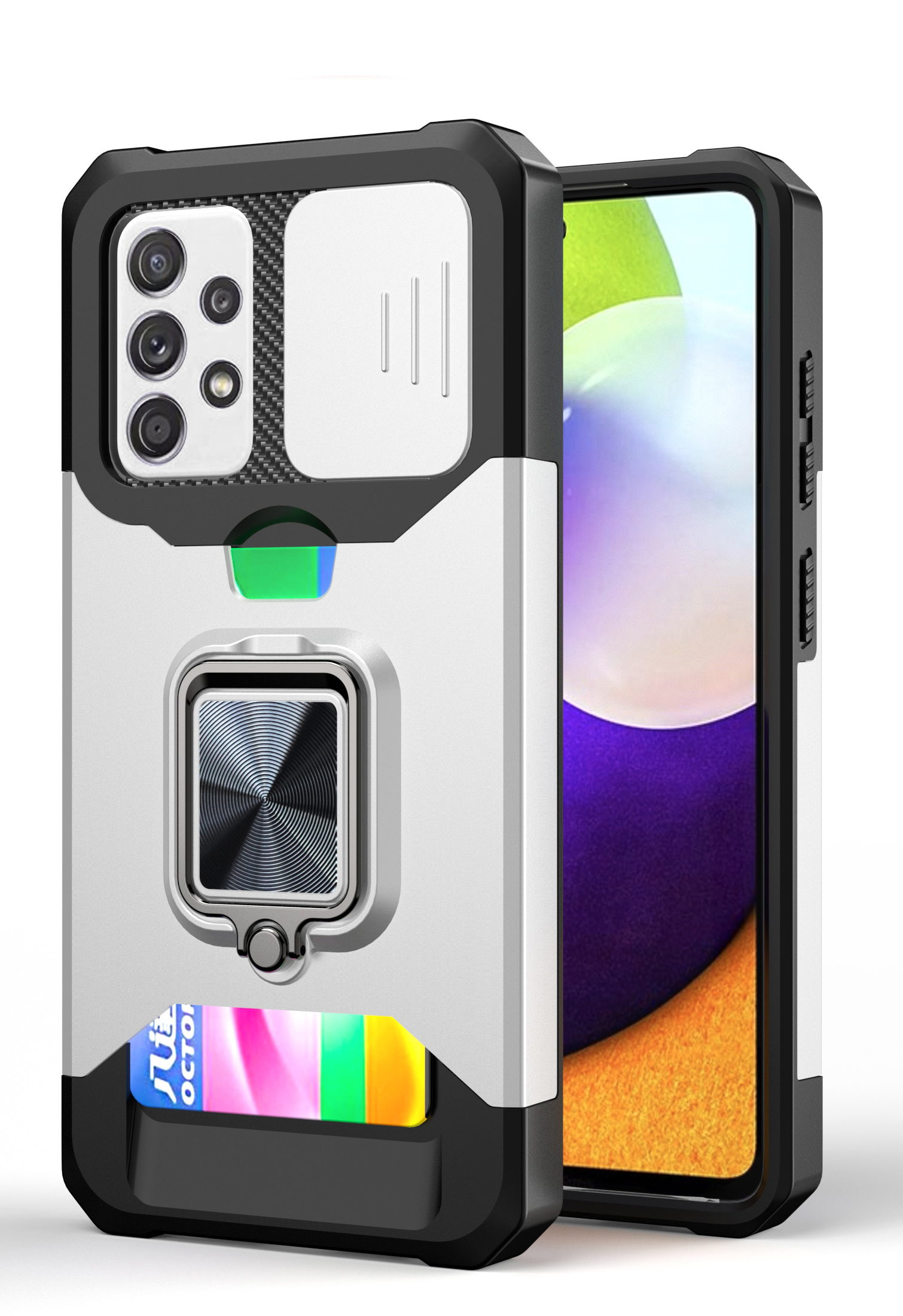 1510x2200  Технологический круговой корпус для телефона для Google Pixel 5A 5G (6,3 дюйма) - скользящая крышка для камеры, силиконовый /пластиковый защитный композитный корпус, прочная крышка с достопримечательностью с набросом с подтяжкой /держателем карты (серебро) - Walmart.com