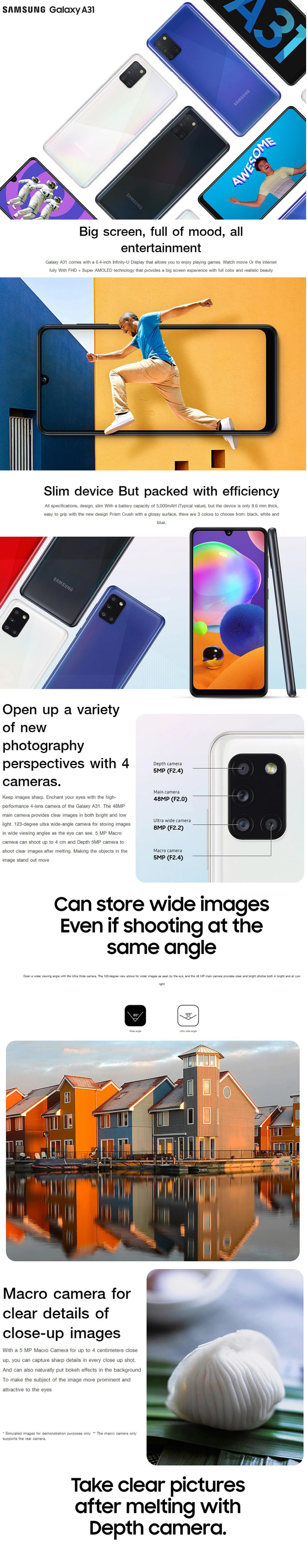 1000x5029  Оригинальная Samsung Galaxy A31 4G LTE HADY A315N Einzelne SIM COREA версия 6.4 \