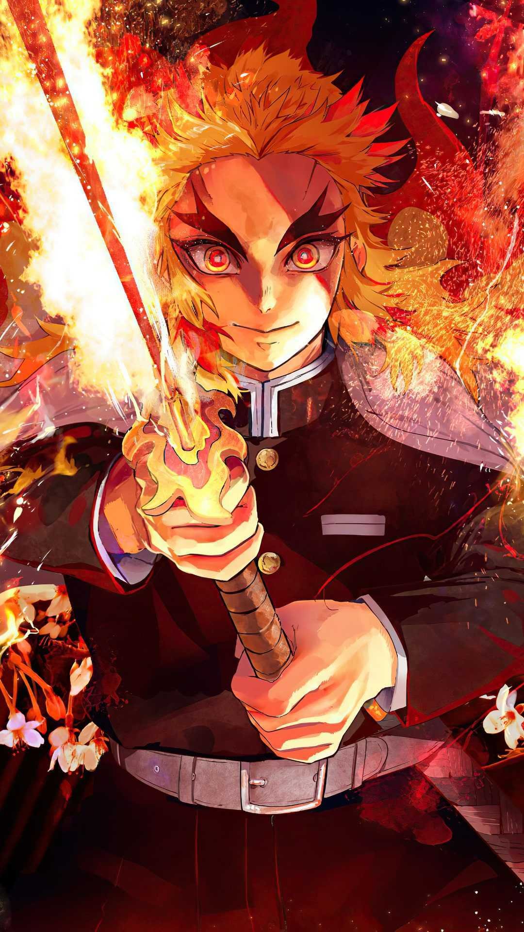 1080x1920  Demon Slayer rengoku Kyoujurou Обои Скачать | Mobcup