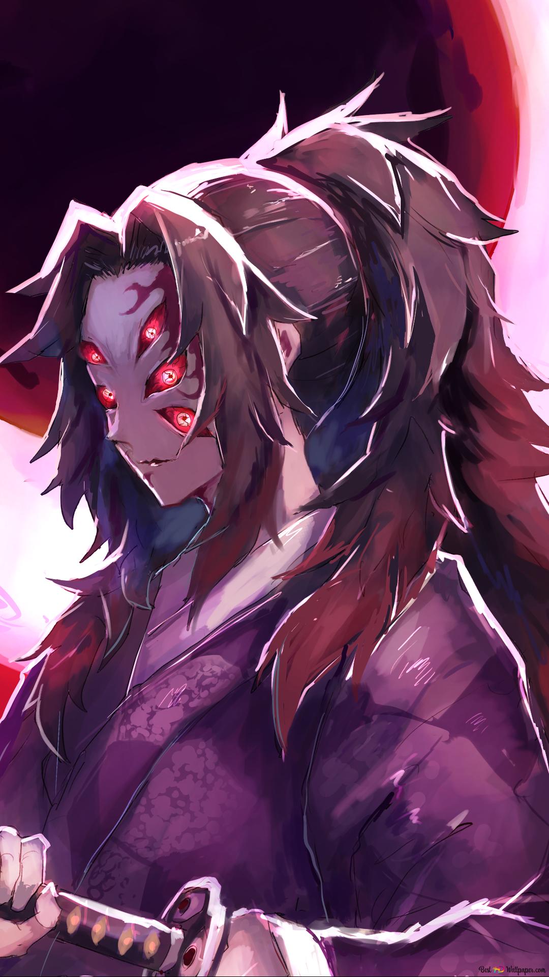 1080x1920  Slayer Demon: Kimetsu no Yaiba Kokushibo перед Crescent 2k обоев скачать