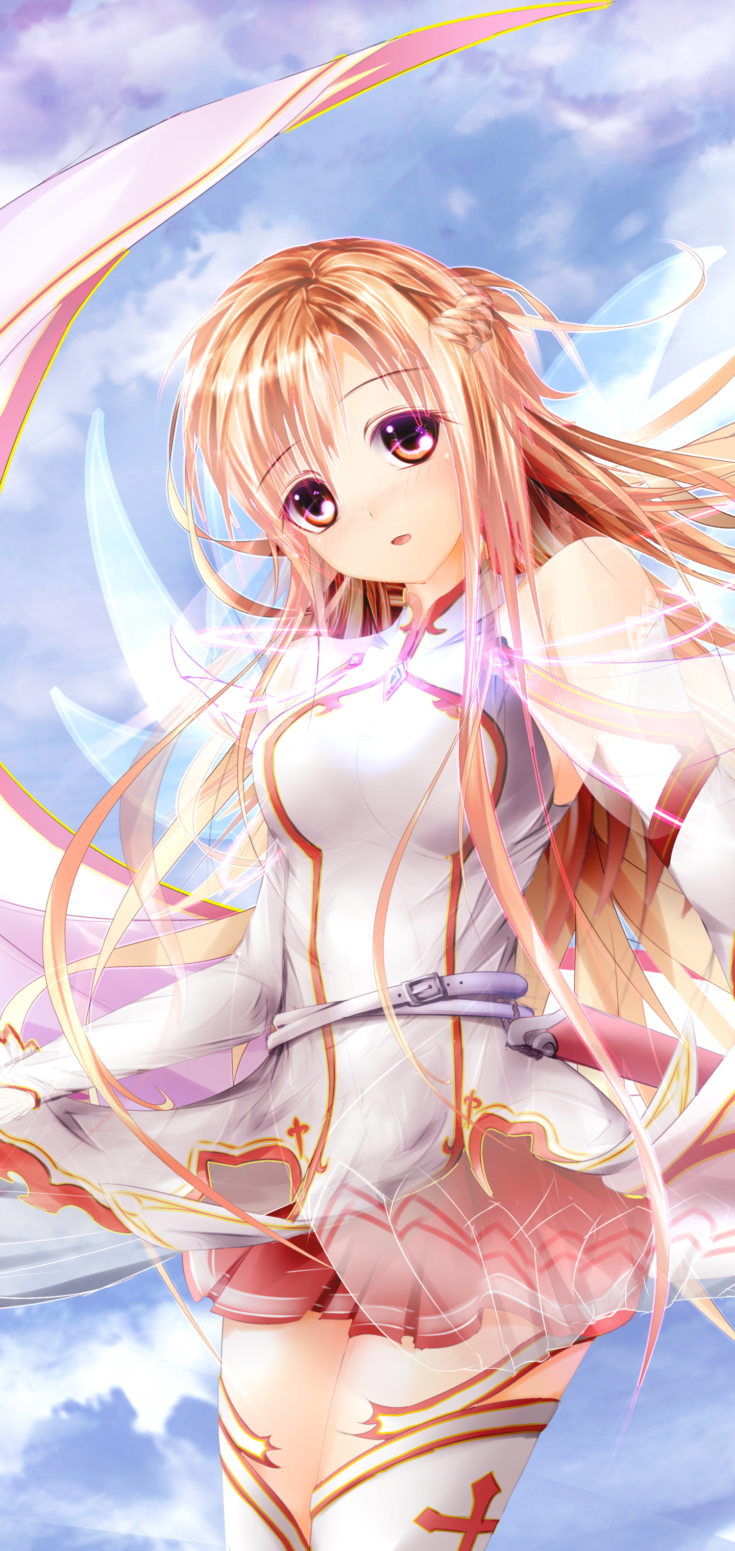 1440x3040  HD настольные обои: Аниме, Меч -искусство онлайн, блондинка, юбка, длинные волосы, фиолетовые глаза, Asuna Yuuki Скачать бесплатно изображение #1159606