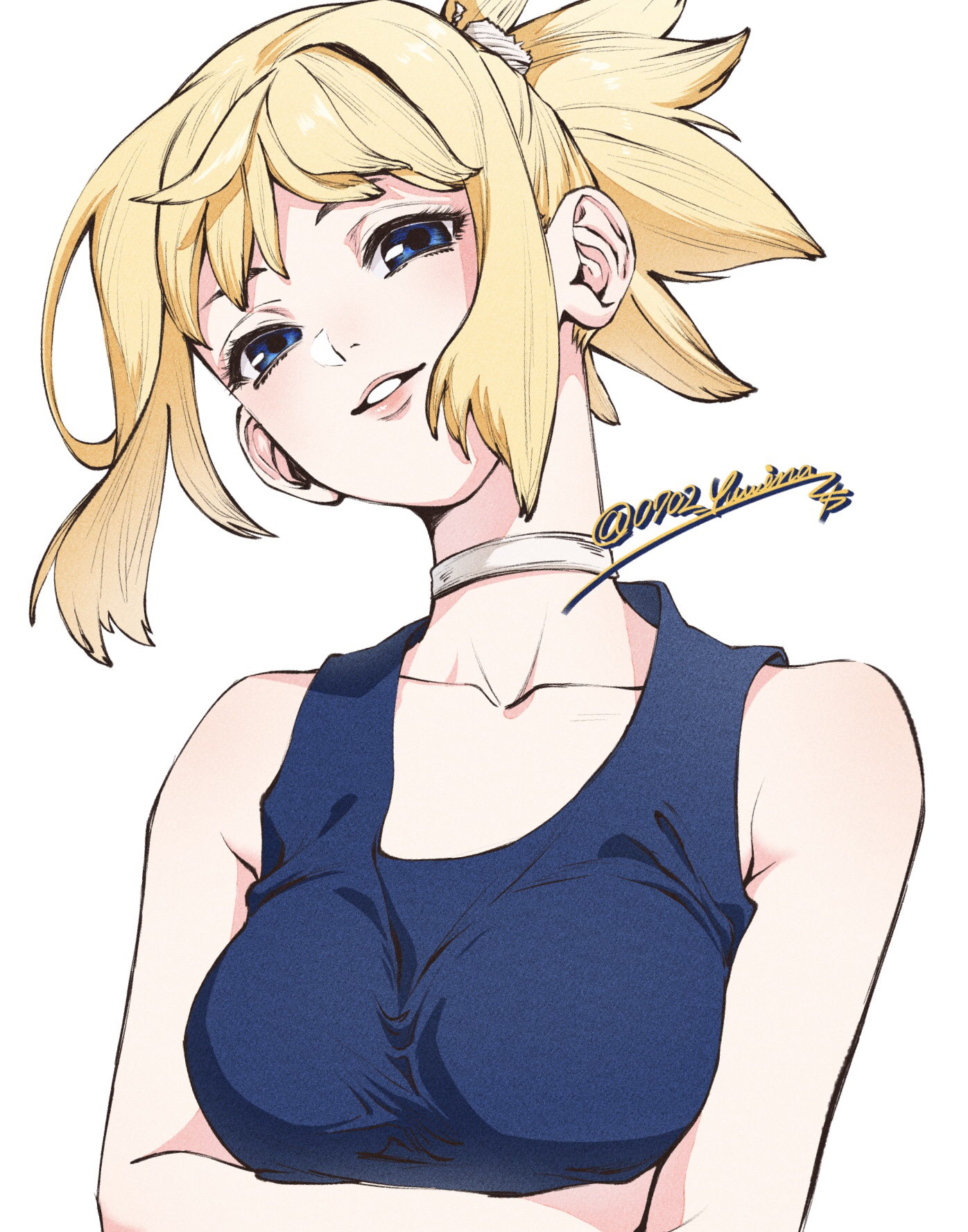 1396x1778  Доктор Стоун Хвости Хвостик скрещенные синие платья.