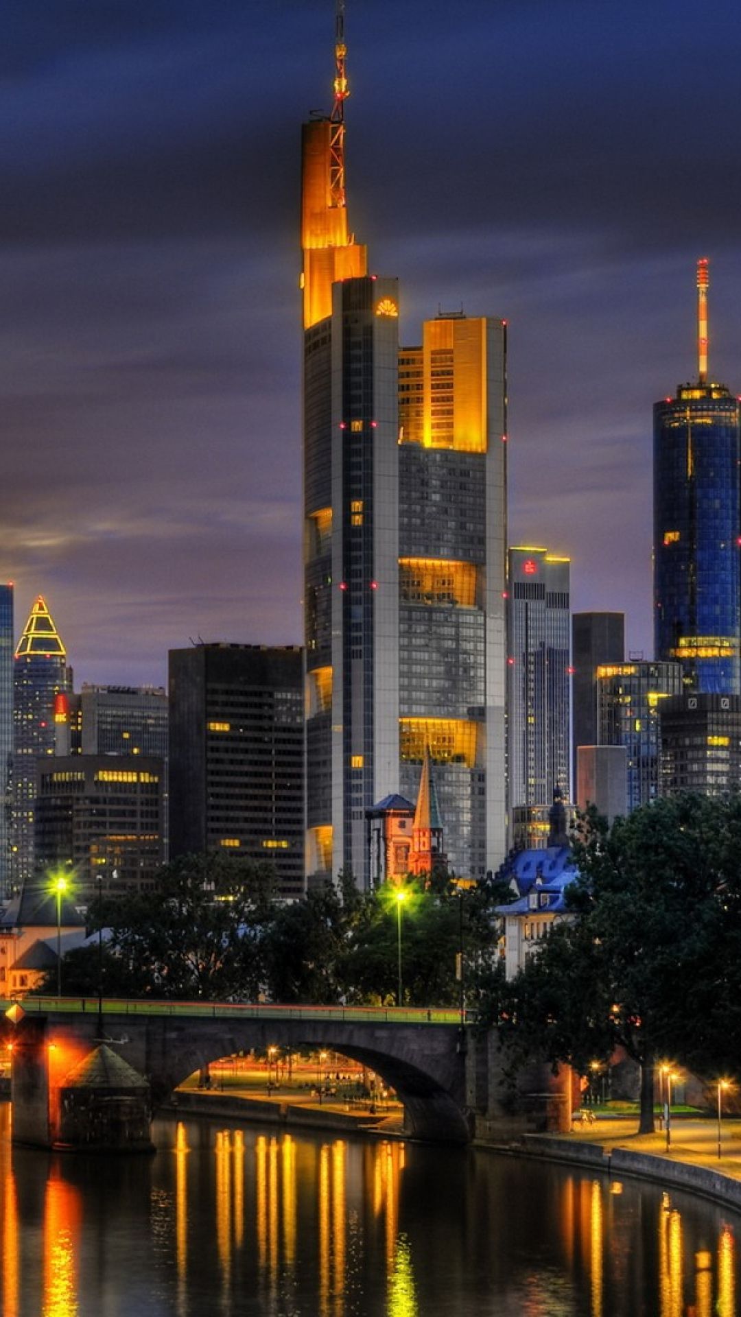 1080x1920  Загрузить обои 1080x1920 Франкфурт-на-Майне, Германия, здание реки HDR Sony Xperia Z1 ZL Z Samsung Ga… | Удивительные направления для путешествий Городской пейзаж Франкфурт 