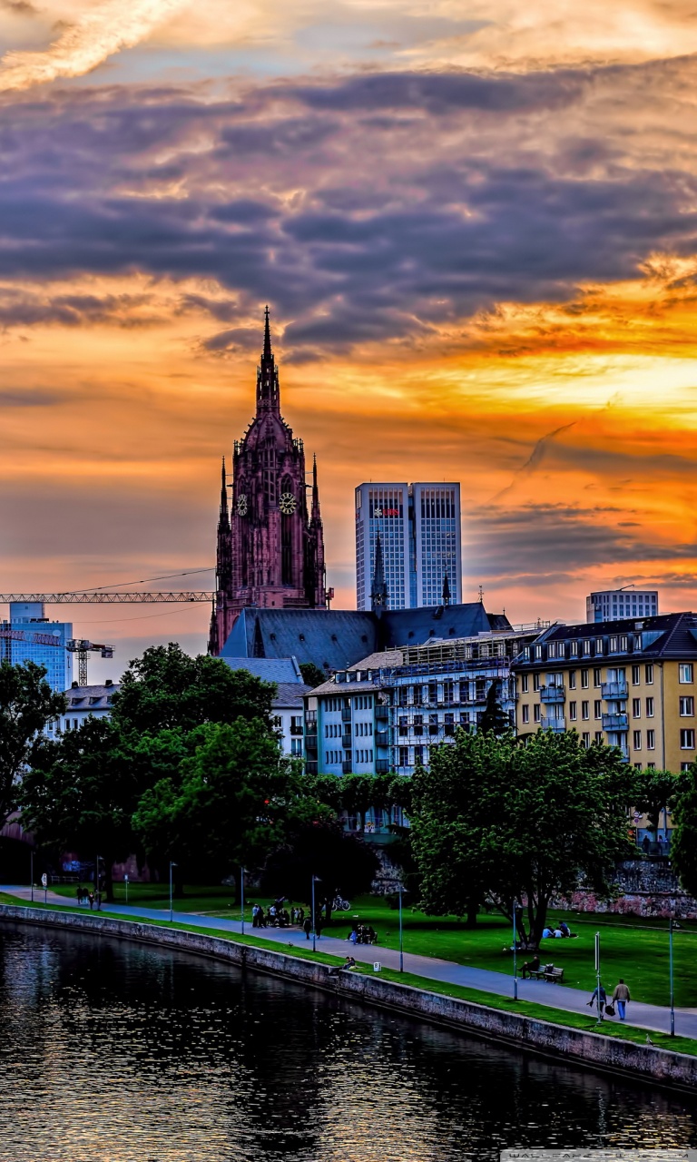 768x1280  Frankfurt Skyscrapers Skyline Main River Germany Ultra HD Desktop Background Wallpaper для 4K UHD TV: Multi Display Dual Monitor: Tablet: Smartphone