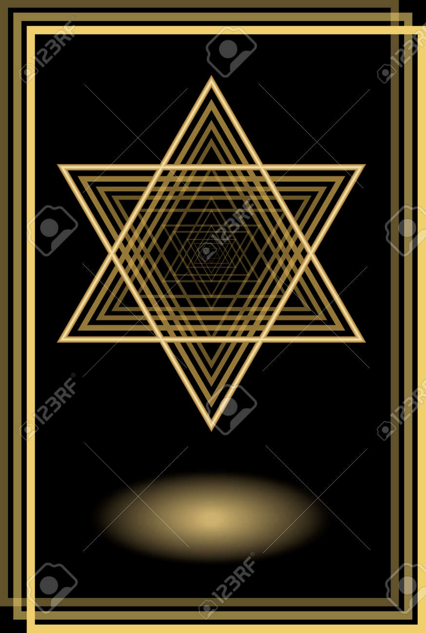 874x1300  Дэвид Стар в оптическом стиле искусства, золотой мотив на черном фоне с золотой рамой, светящиеся без роялти SVG, клипарт, векторы и фондовые иллюстрации. Изображение 77167157.