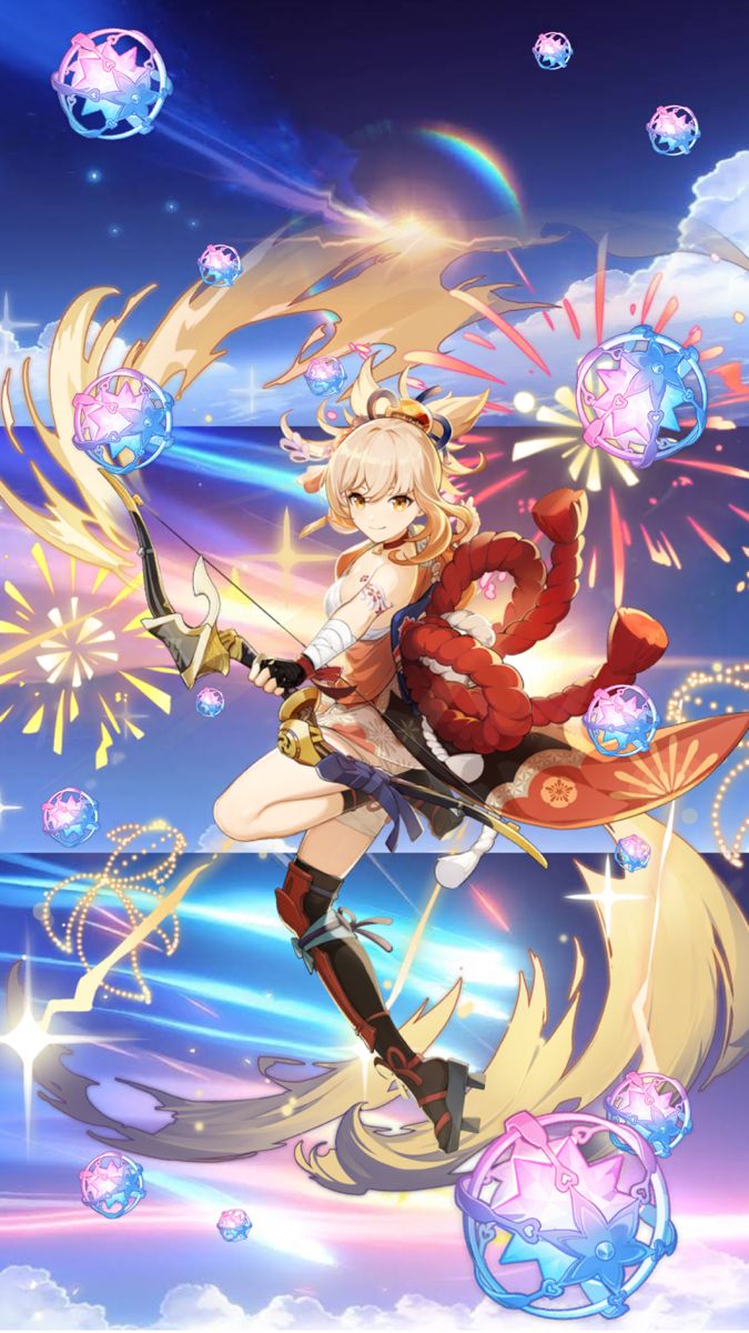 675x1200  Yoimiya genshin Impact обои - пещера обоев