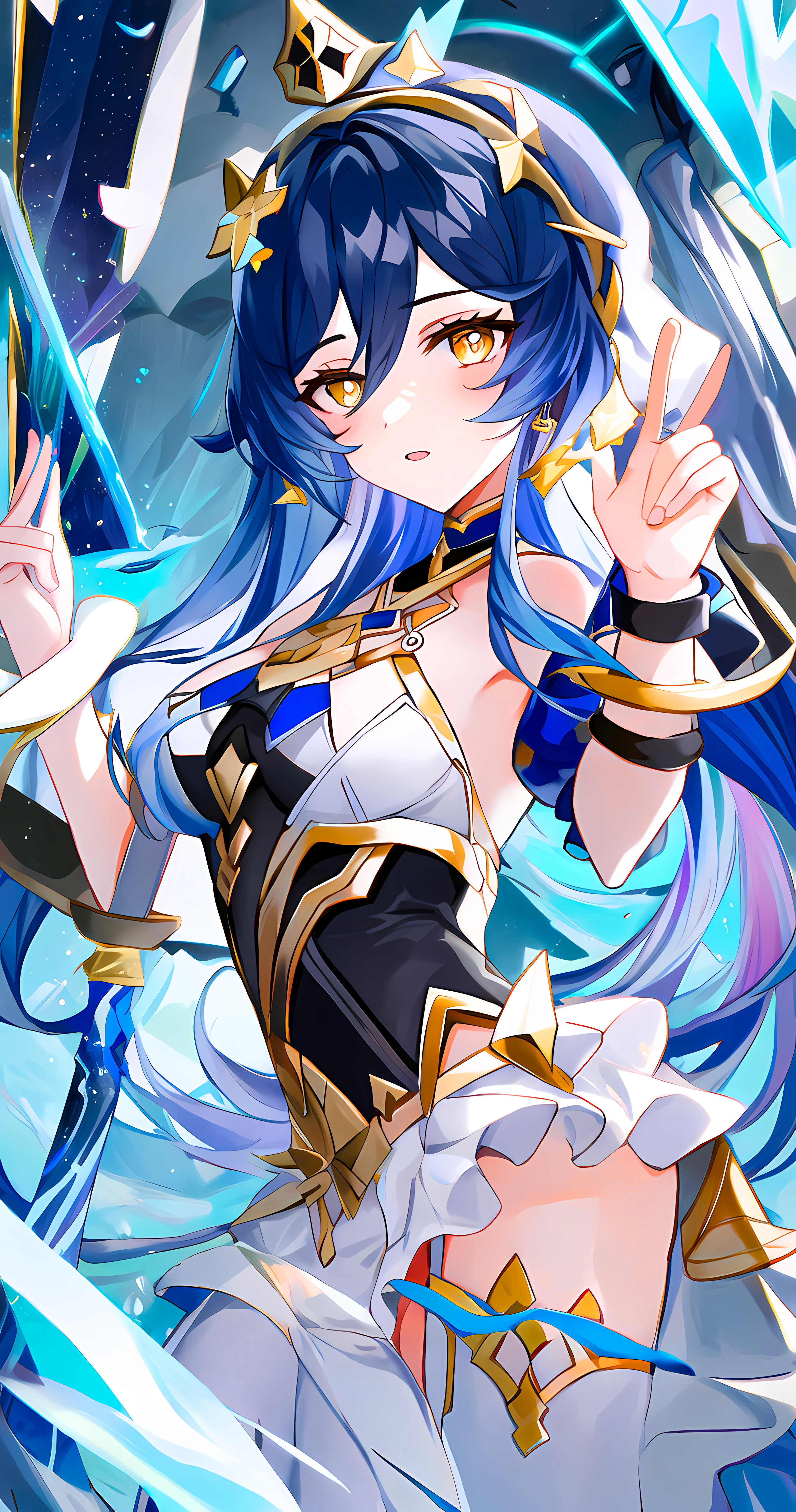 2560x4864  Layla (Genshin Impact), Blue Hair, Anime Girls, Genshin Empact, AI Art, портретный дисплей, желтые глаза | 2560x4864 Обои - Wallhaven.cc