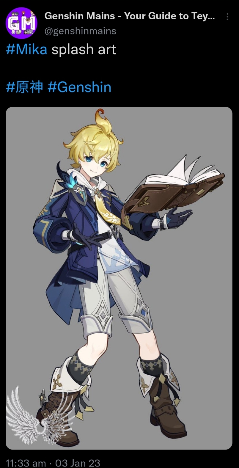 804x1574  Mika Splash Art через Genshin Mains: R/Mikamains