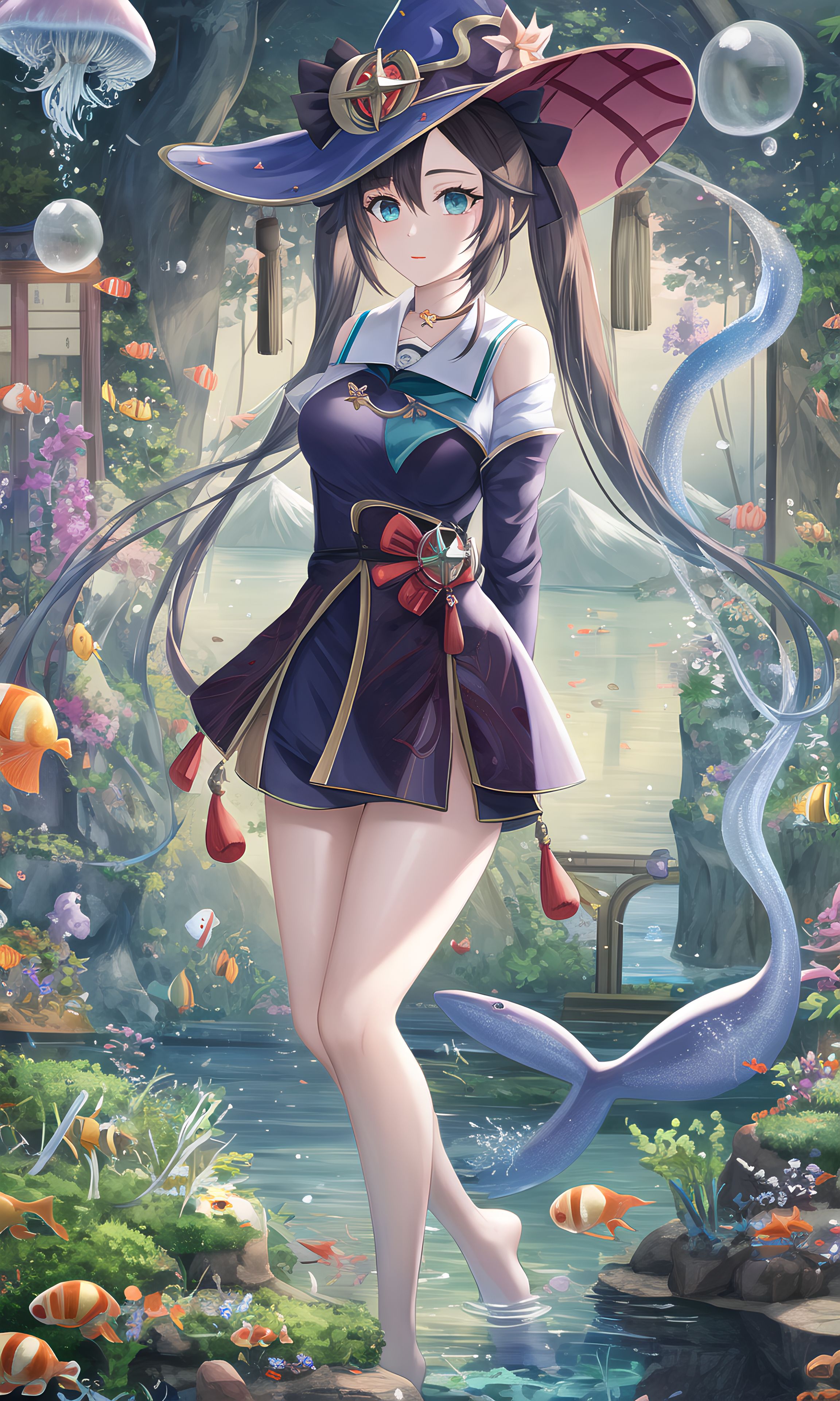 2304x3840  Аниме аниме девушки Genshin Impact Mona Genshin Impact Twintails Черные волосы сольные художественные работы цифровой искусство F Обои - Резолюция: 2304x3840 - ID: 1366414 - Wallha.com