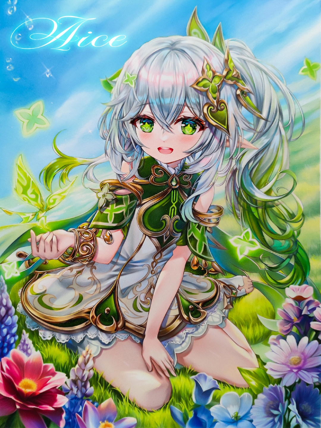 1080x1440  Обои: удар Геншина, Нахида Геншин удар, аниме -девушки, трава, вертикаль, цветы, заостренные уши, зеленые глаза, звездные глаза, бабочка 1080x1440 - Ромашека - 2217596 - HD Обои - Wallhere