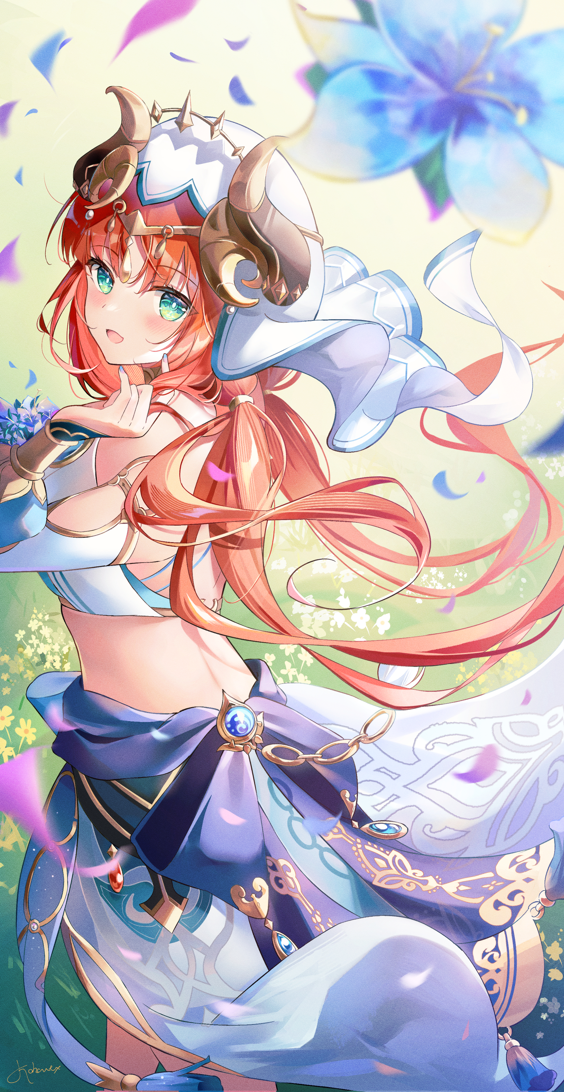 1966x3804  Обои: Нилу Геншин Эффект, Геншин Эффект, Аниме Девочки, Вертикальные, Лепестки, Цветы 1966x3804 - ПАРМОЛОС20 - 2206303 - HD Обои - Wallhere