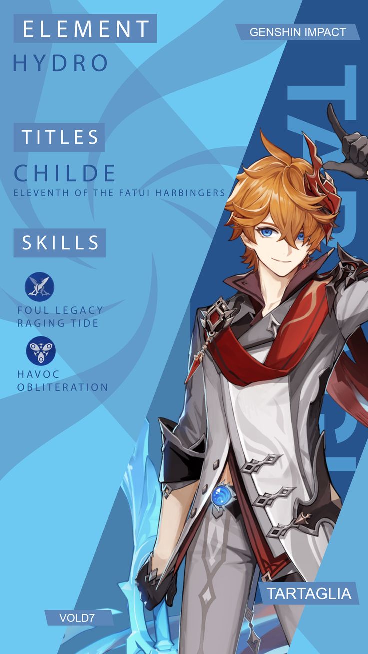 736x1308  Genshin Impact Tartaglia-Childe обои Android | Илустраси Карактер, Анимаси, Гамбар Карактер