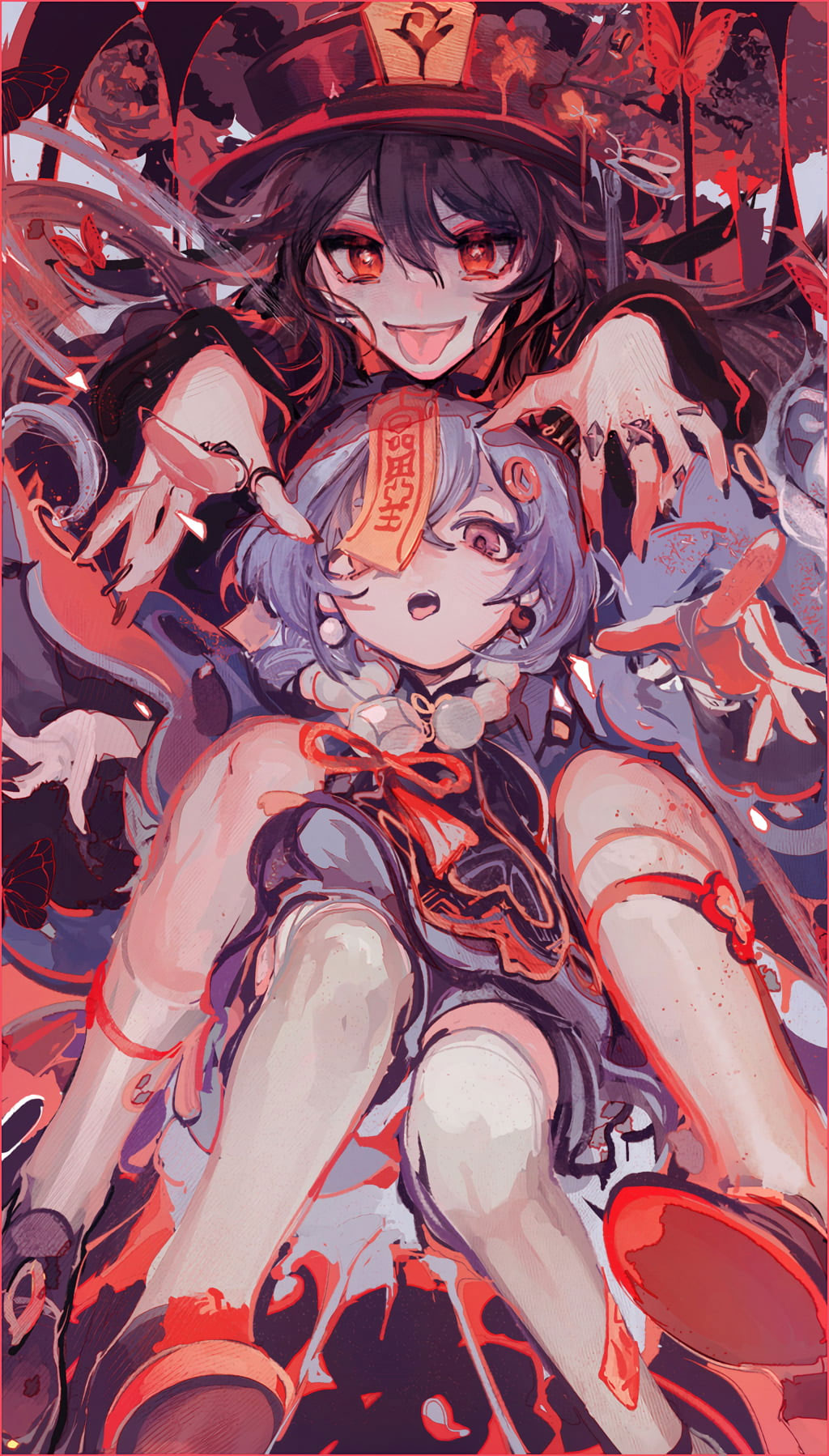 1024x1798  Обои Genshin Impact, Hu Tao Genshin Impact, Qiqi - Wallpaperforu