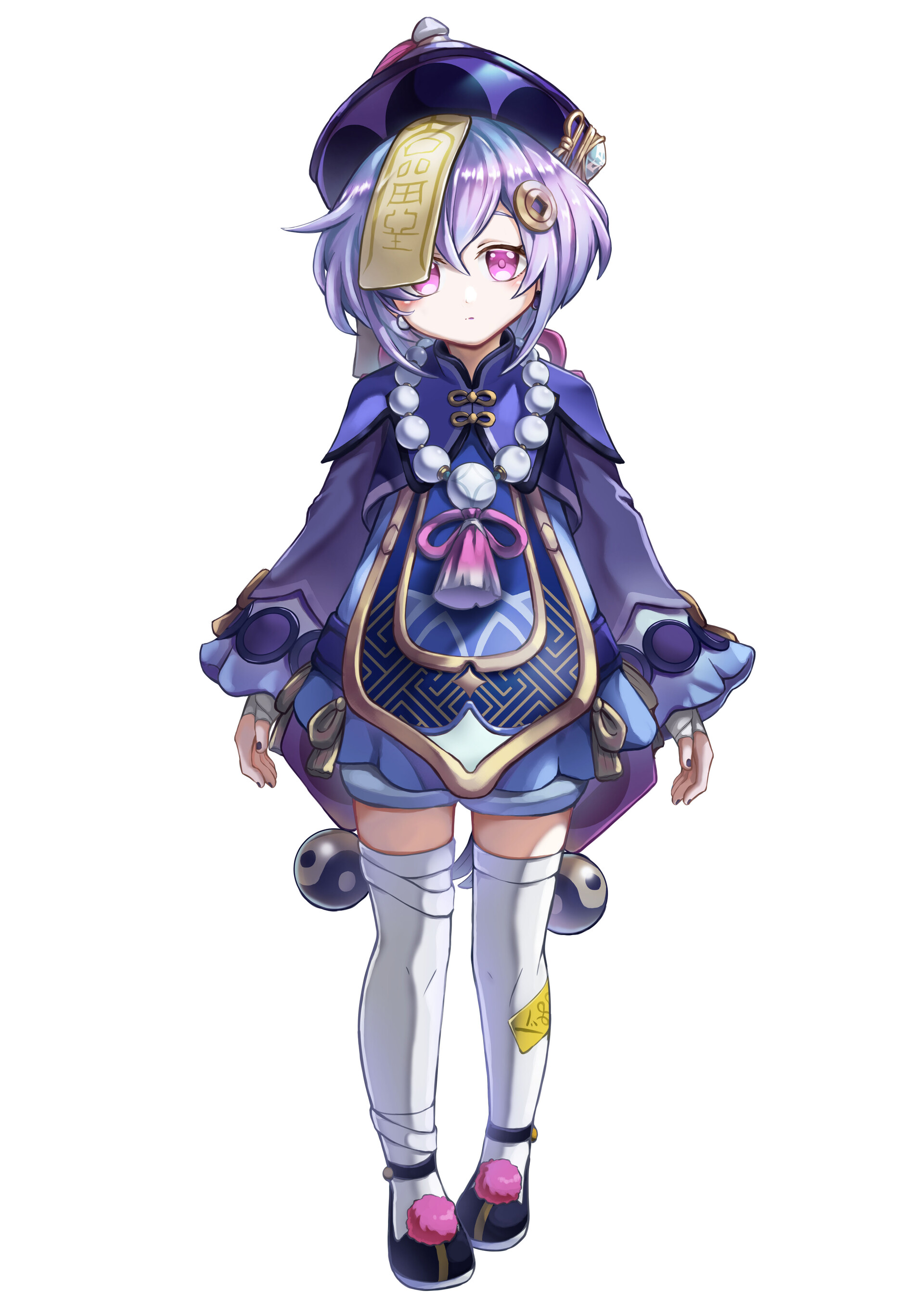 1920x2716  Genshin Impact, Qiqi (Genshin Empact), белый фон, портретный дисплей, аниме | 1920x2716 Обои - Wallhaven.cc