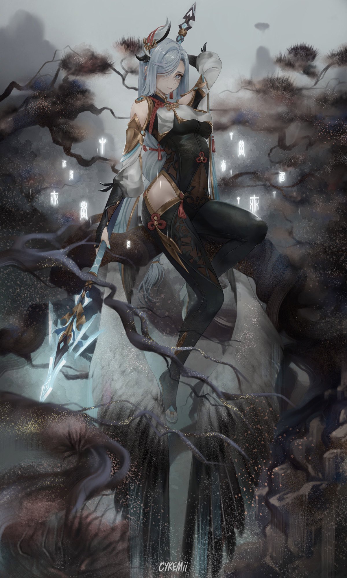 1200x2000  Обои Shenhe Genshin - пещера обоев