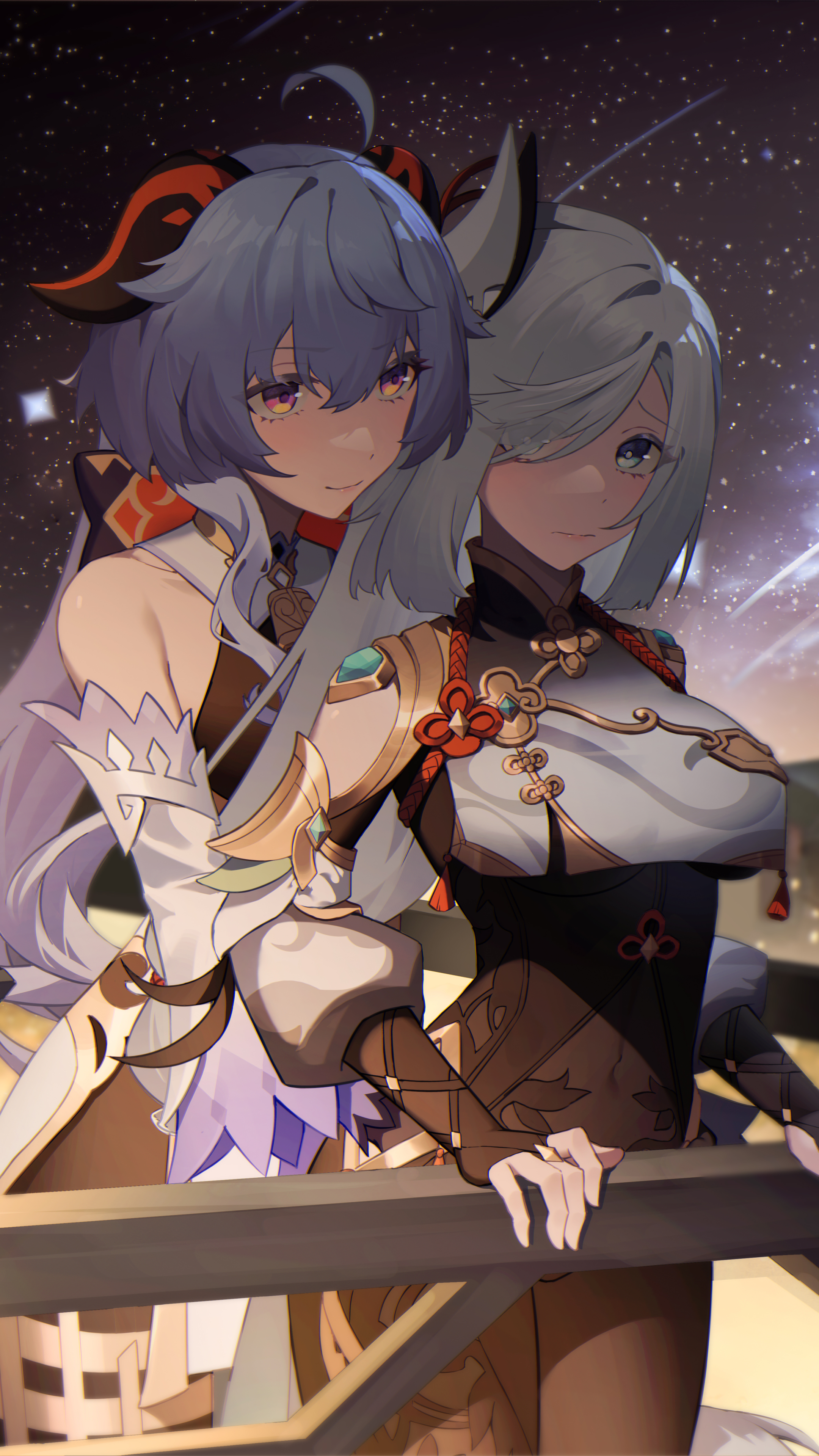 2160x3840  Мобильные обои: видеоигра, Genshin Impact, Ganyu (Genshin Impact), Shenhe (Genshin Impact), 1429327 Скачать картинку бесплатно.