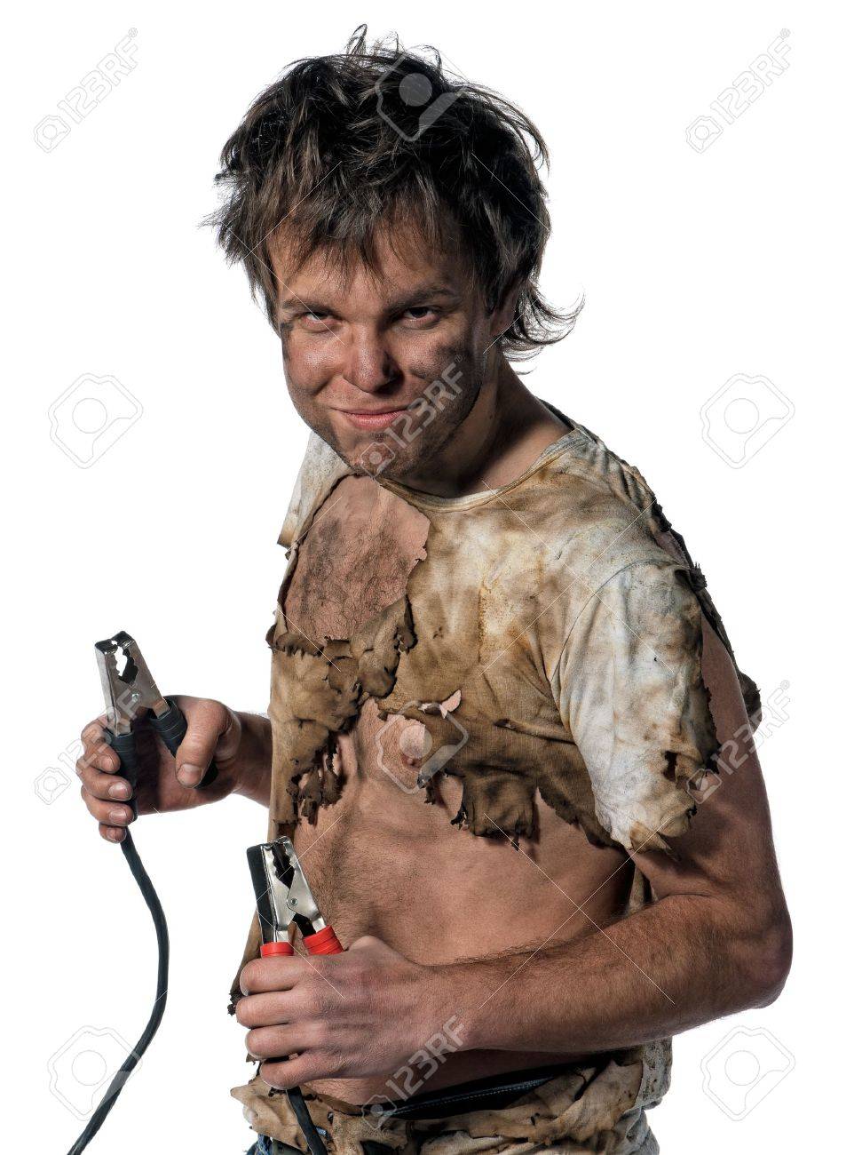 971x1300  Портрет забавного электрика на черном фоне Stock Photo, Picture и REALITCY Image. Изображение 12329506.