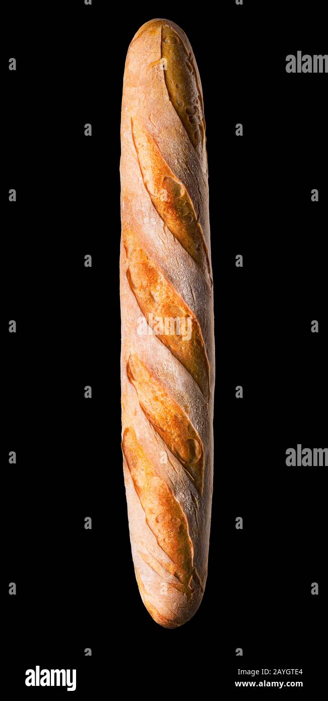 651x1390  Французский багет, изолированные на черном фоне с отслеживаемой дорожкой stock photo - alamy