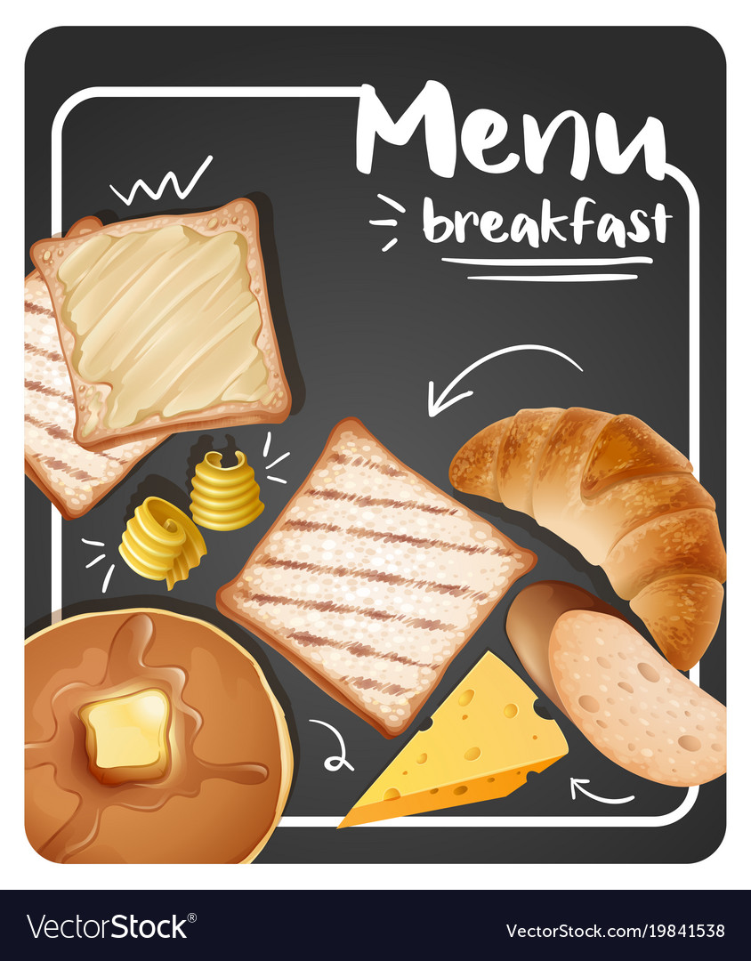 844x1080  Разное меню для завтрака на черном фоновом векторе изображения