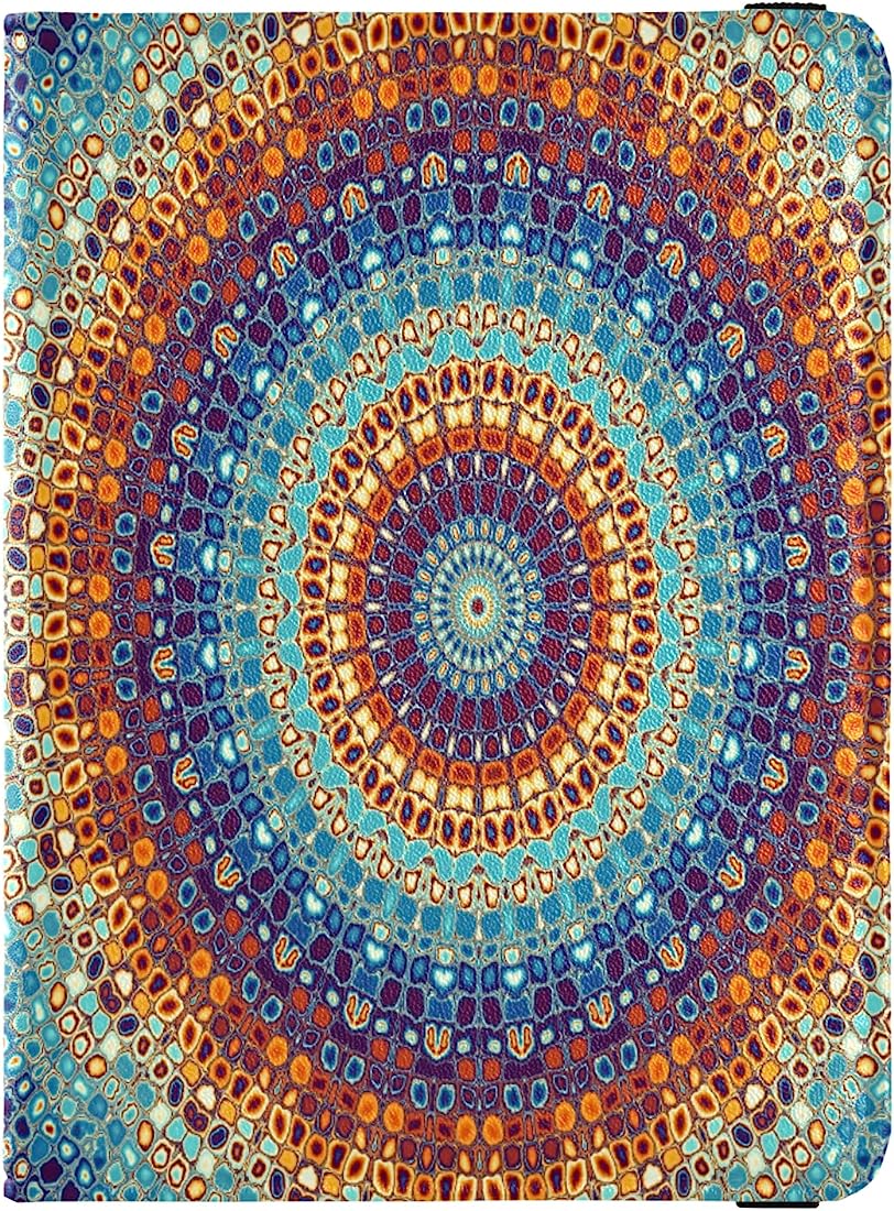 812x1100  Amazon.com | Аннотация квадратный фоновый паспорт держатель крышка кошелька Комбо -симметричный круглый декоративный орнамент рисунок PU кожаный значок идентификатор вакцины держатель кошелька Защитник кошелька для женщин Мужчины | Обложки для паспорта