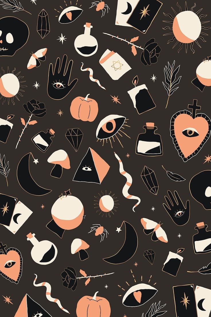 736x1104  Богемный колдовство Doodle Faine Halloween | Бесплатное изображение от rawpixel.com / mari… | Хэллоуин обои фон, фон Хэллоуина, обои iPhone Boho