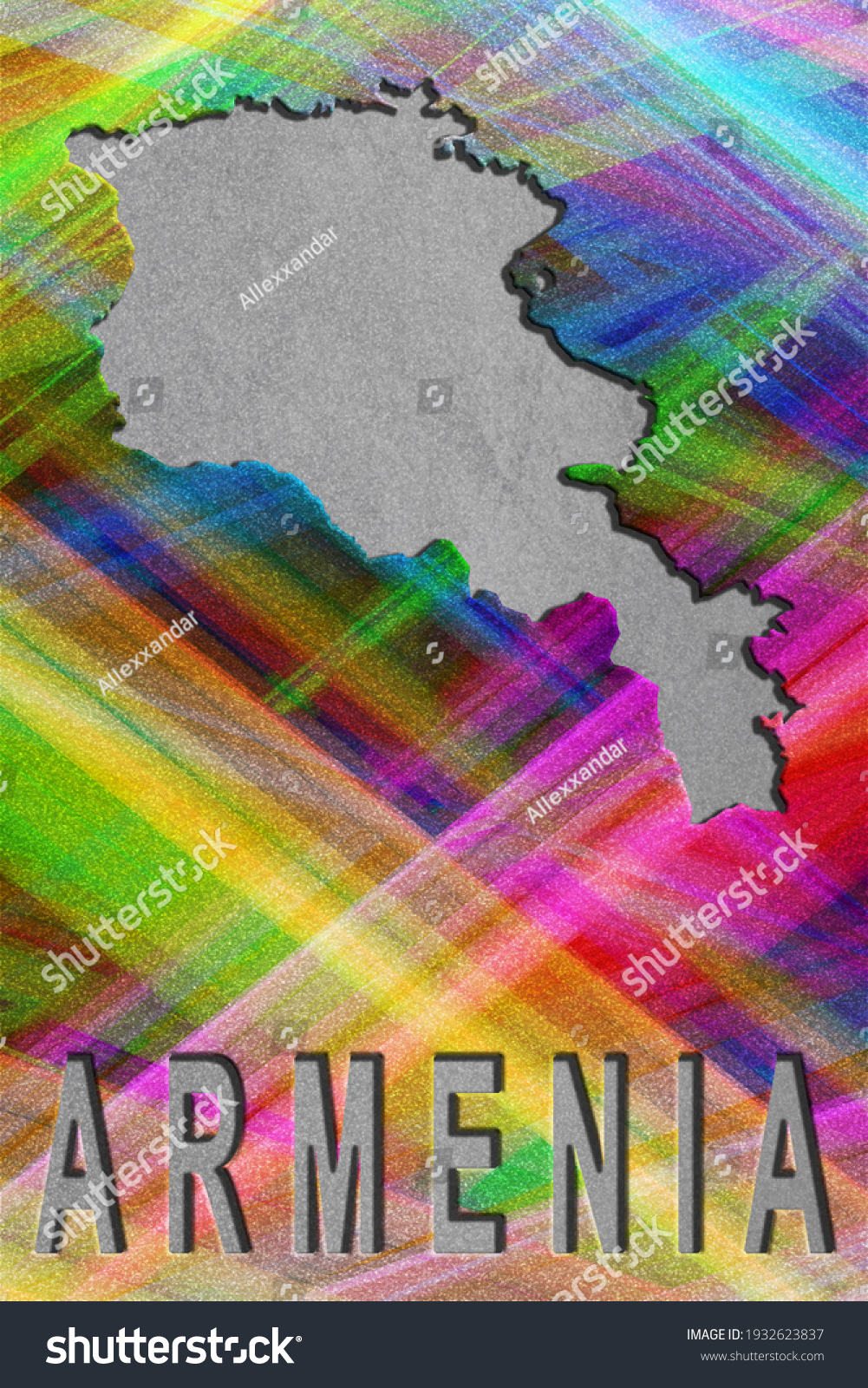 1001x1600  Карта Армения красочная фоновая копия пространства Стоковой Иллюстрация 1932623837 | Shutterstock
