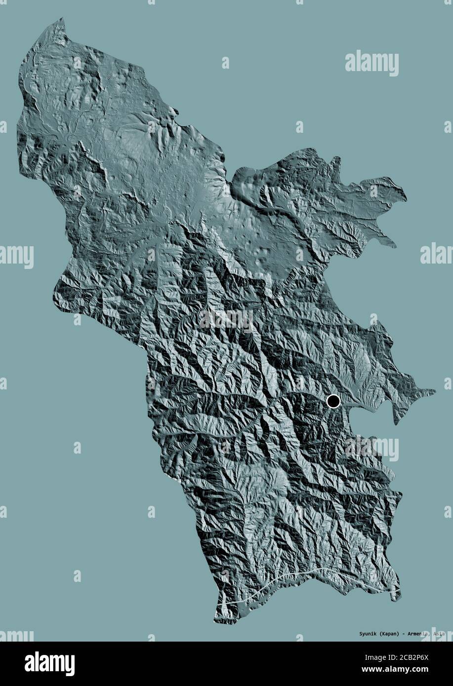 917x1390  Форма Сиуника, провинция Армения, с его капиталом, изолированной на сплошном цветовом фоне. Цветная карта возвышения. 3D рендеринг Stock Photo - Alamy