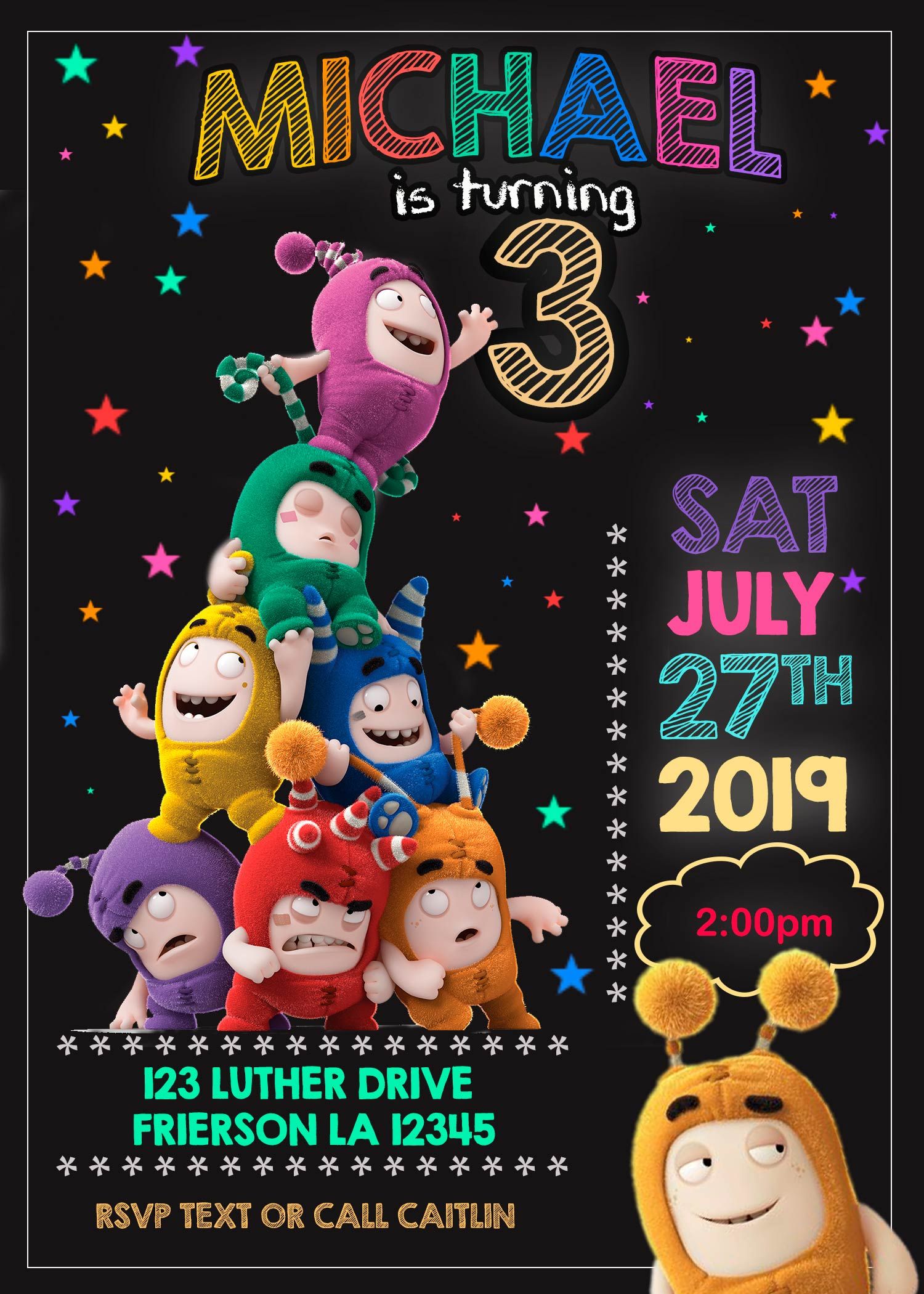 1500x2100  Приглашение на день рождения oddbods