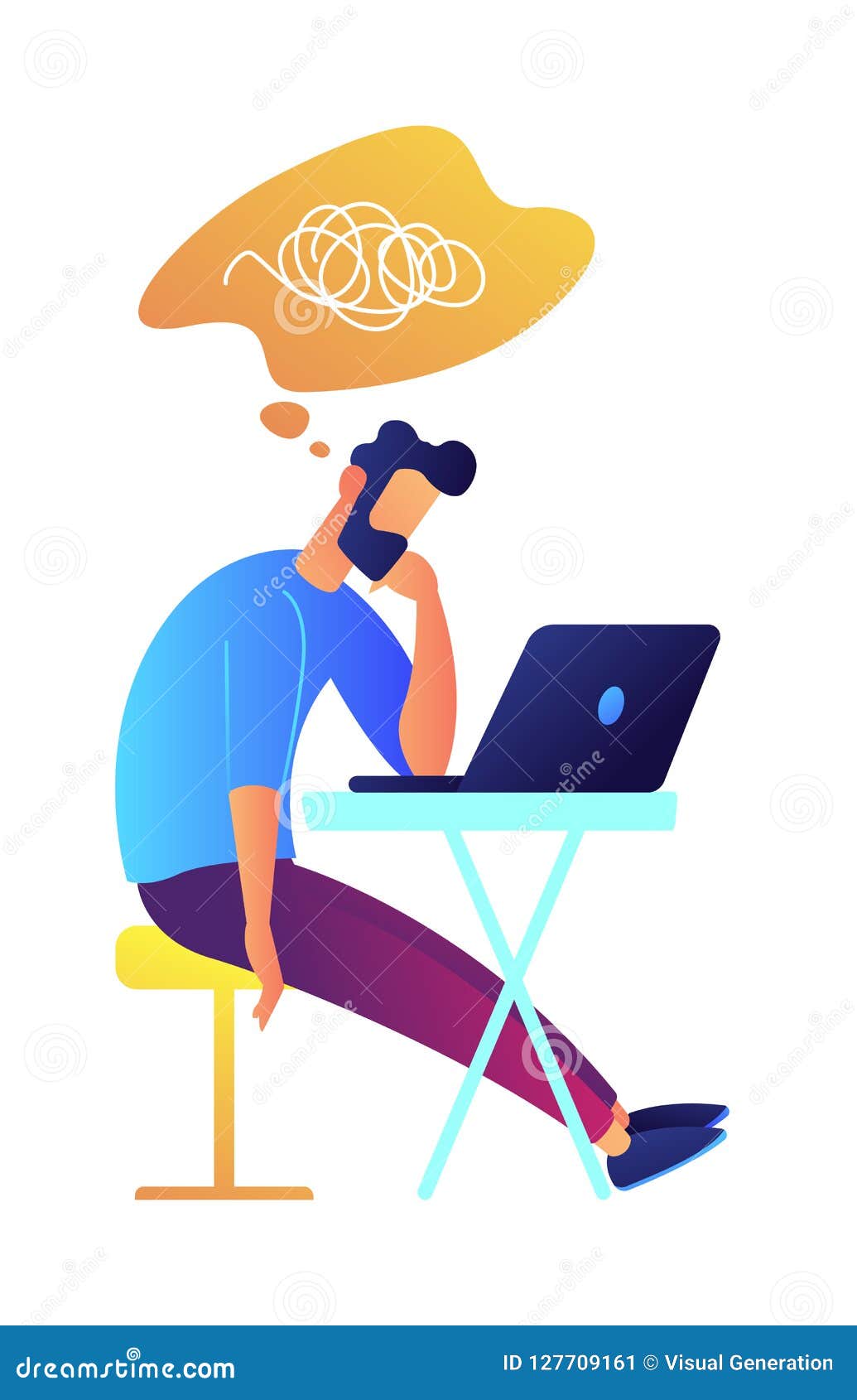 1035x1690  Разработчик, работающий с ноутбуком и векторной иллюстрацией мышления. Сток -вектор - иллюстрация ноутбука, современный: 127709161