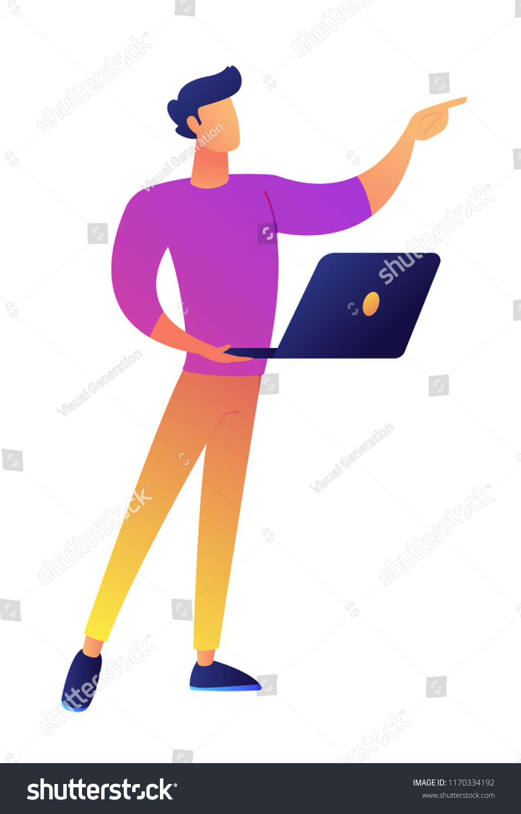 1023x1600  Менеджер стоящего ноутбука Указок векторного вектора (без роялти) 1170334192 | Shutterstock