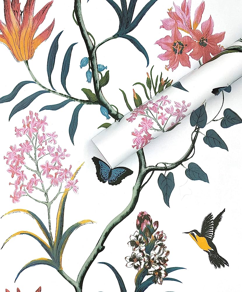 830x1000  45 x 1000,8 см цветочной кожуры и палочки обои с цветочной винтажной контактной бумагой Декоративная самоклеящаяся съемные обои винтажные белые цветочные и птичьи обои виниловые настенные оболочка для дома: Amazon.de: DIY