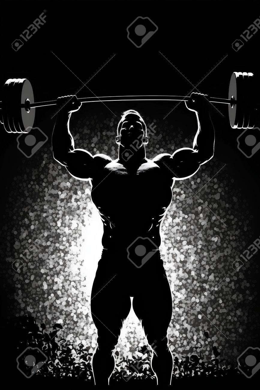 867x1300  Бодибилдер с штангой на гранжевом фоне. Векторная иллюстрация. Сток -фото, картинки и роялти. Изображение 200711866.