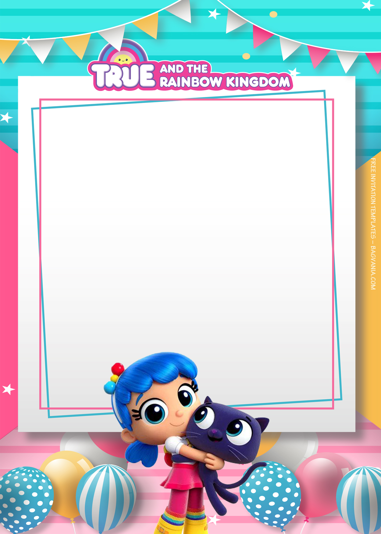 1250x1750  12+ Истинные и шаблоны приглашения на день рождения Радуга Королевства | Бесплатные шаблоны приглашения на день рождения - Багвания