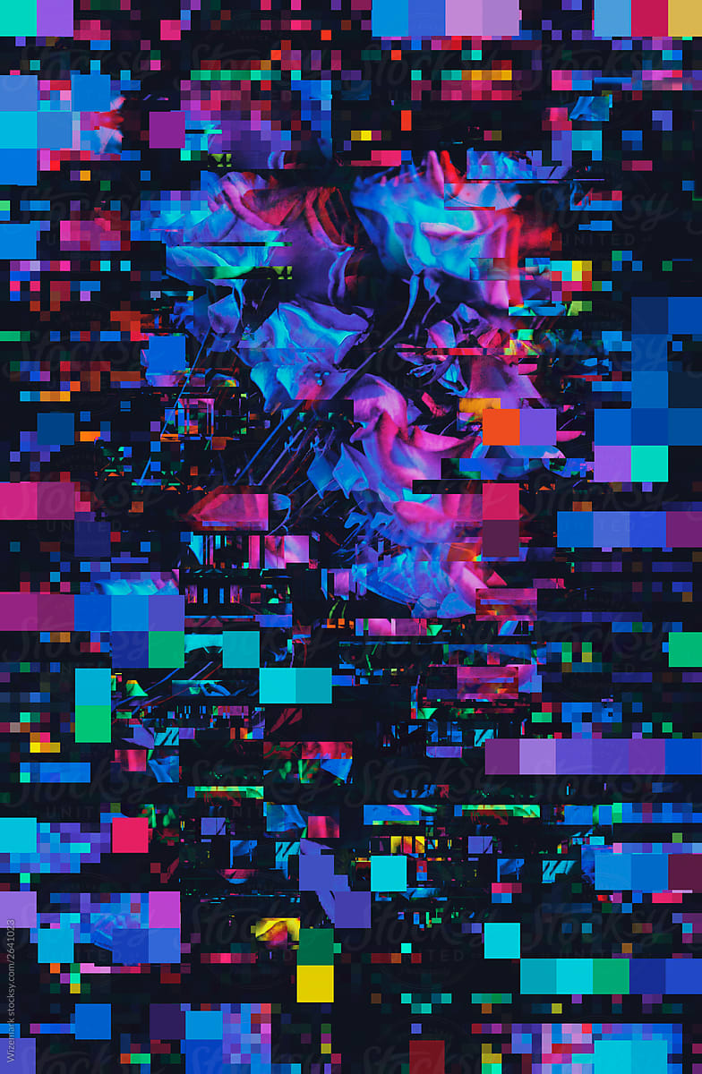 784x1200  Темный, яркий цветочный пиксель/фон глюка \