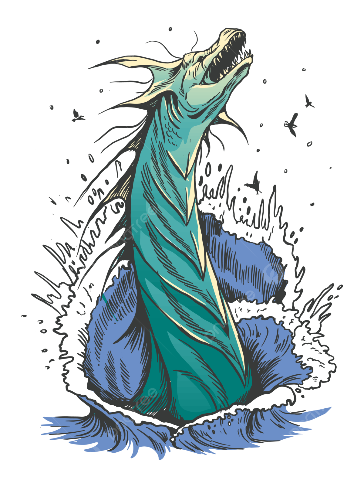 1200x1604  Leviathan Marine Life Sea Monster Monster Degon Vector Design, Design, Vector, Dragon PNG и вектор с прозрачным фоном для бесплатного скачивания