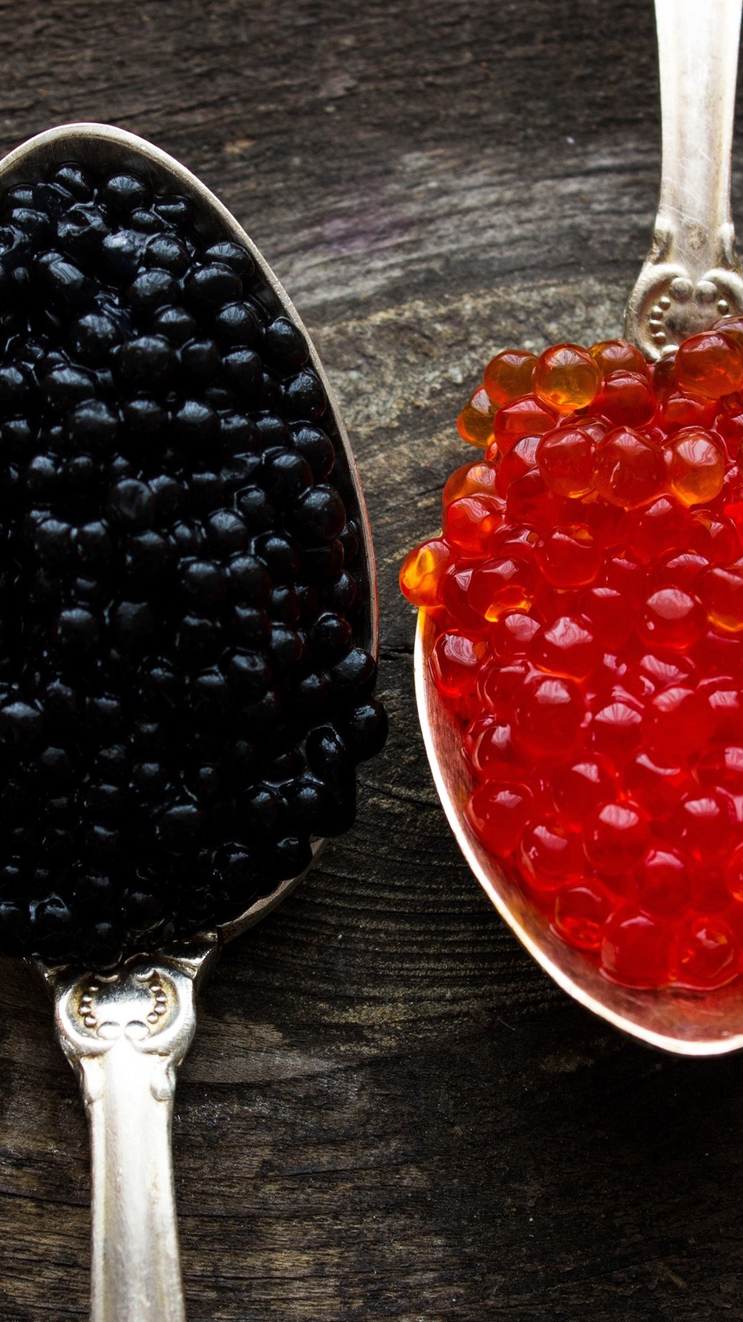 1080x1920  Обои Черная и красная икра, ложки 3840x2160 UHD 4K Picture, Image